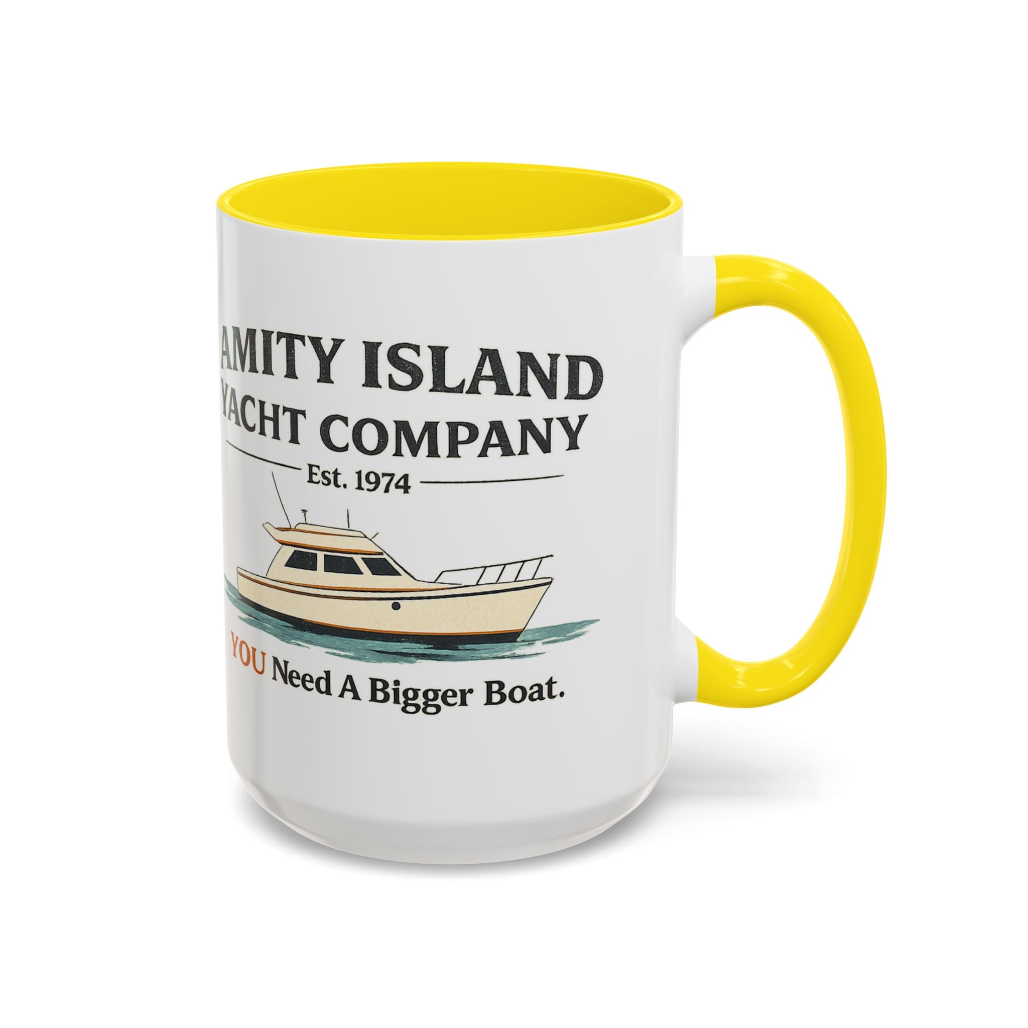 Yacht Company Accent Coffee Mug — "Amity Island Yacht Company: You Need A Bigger Boat"