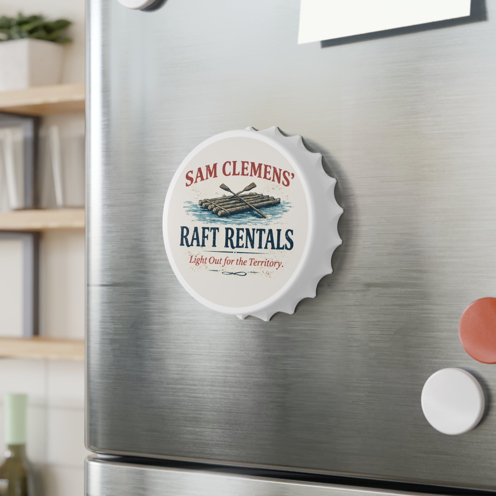 Sam Clemens' Raft Rentals Bottle Opener — Rustic Nautical Bar Accessory