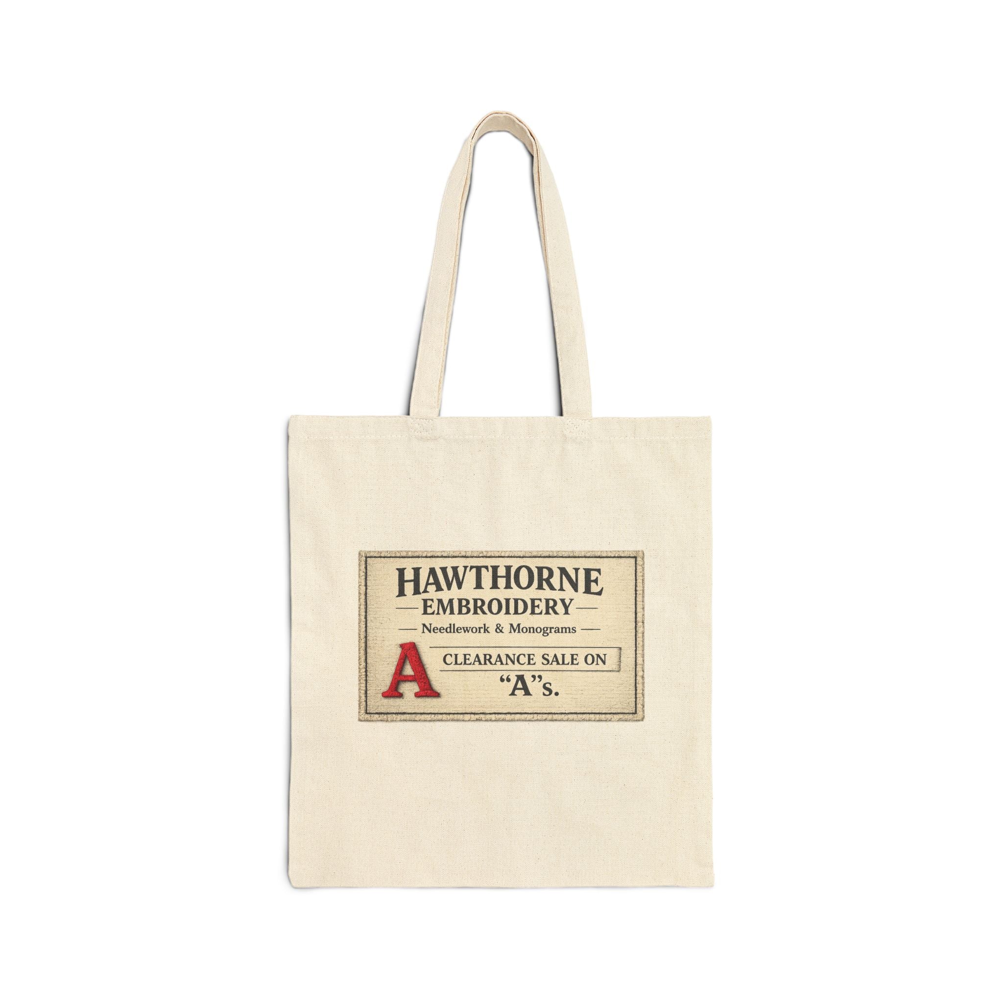 Hawthorne Embroidery Canvas Carry-All --Vintage Literary Humor