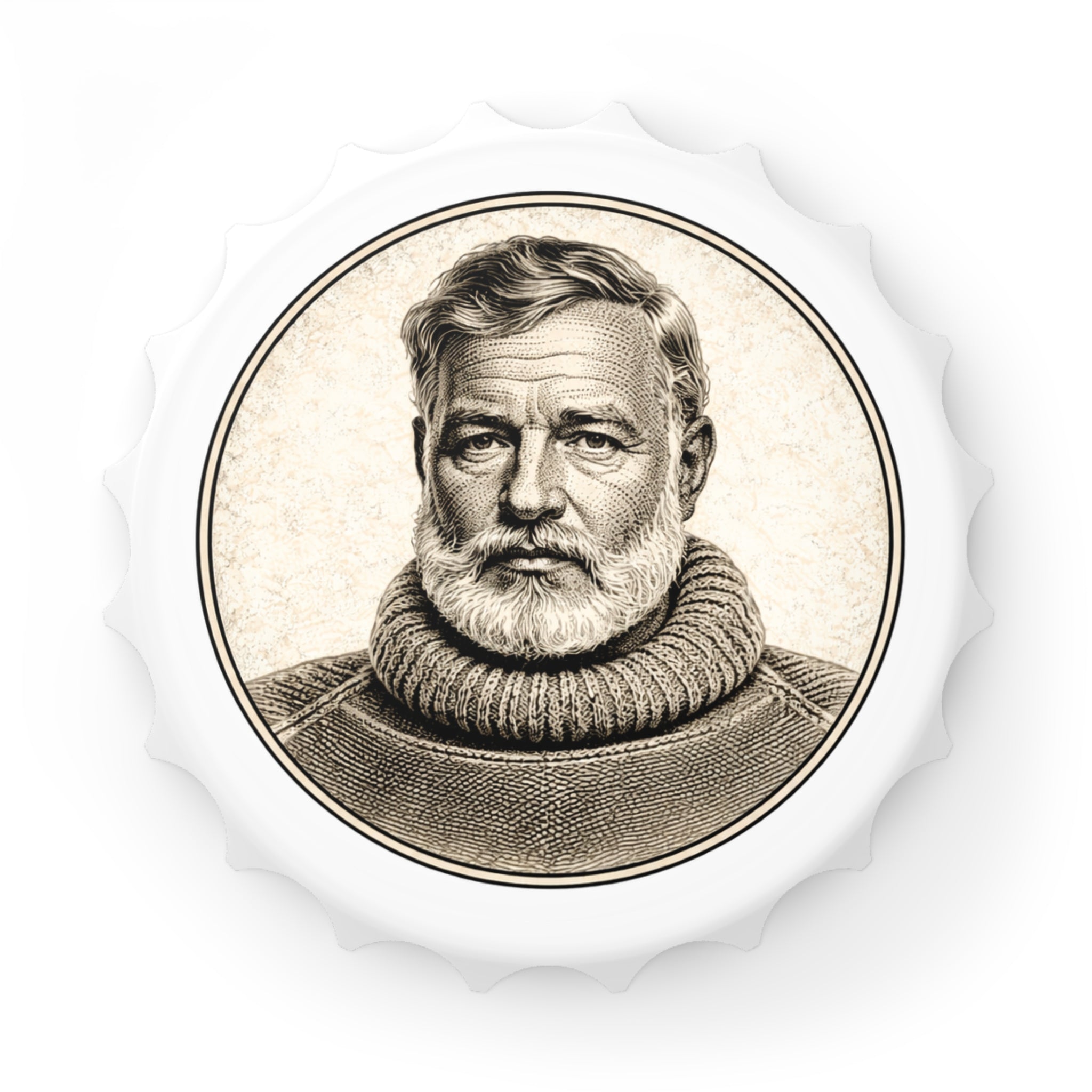 Vintage Seafarer Bottle Opener — Ernest Hemingway Portrait