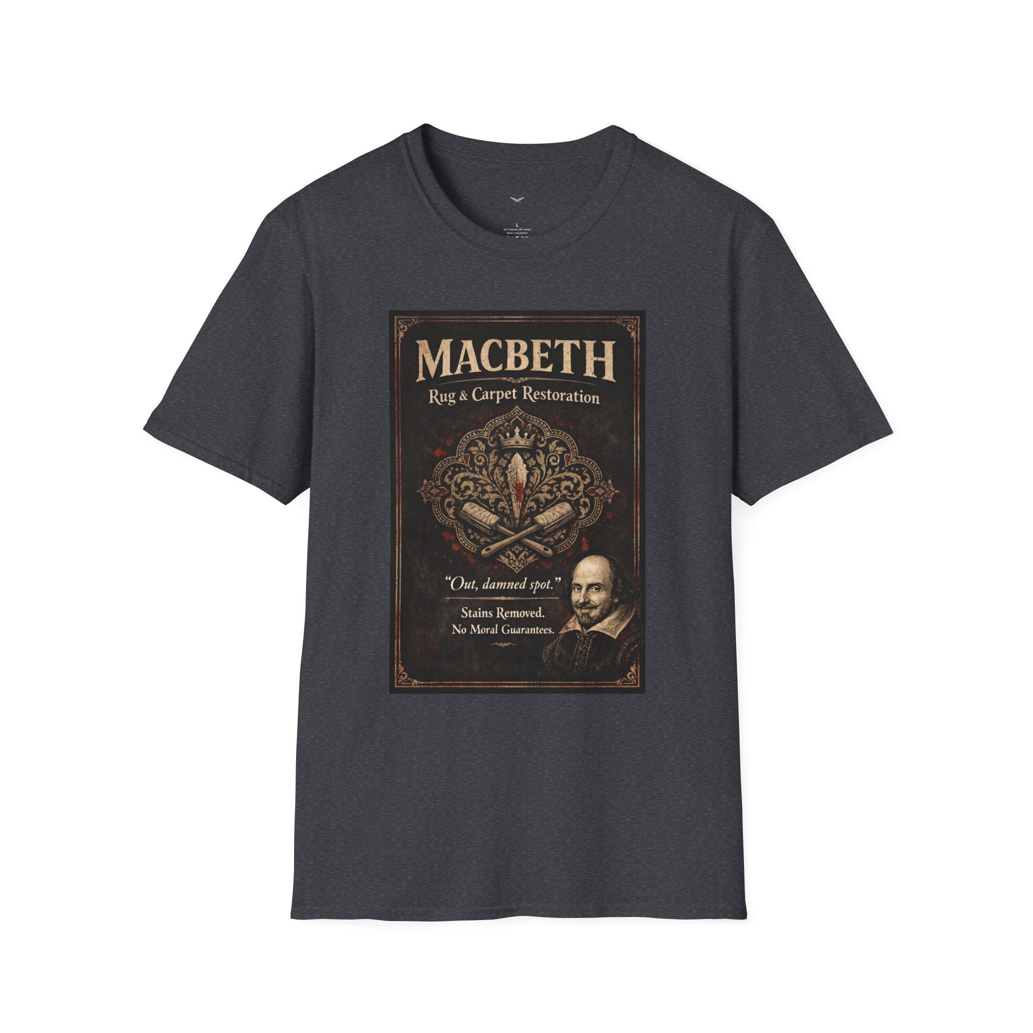 Macbeth Rug & Carpet Restoration T-Shirt — Vintage Literary Humor Tee