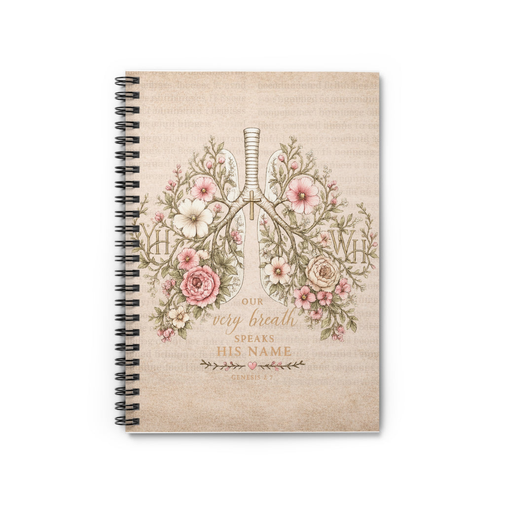 Every Breath Speaks His Name – Genesis 2:7 Christian Journal (Botanical Lung Design, YHWH Faith Notebook)