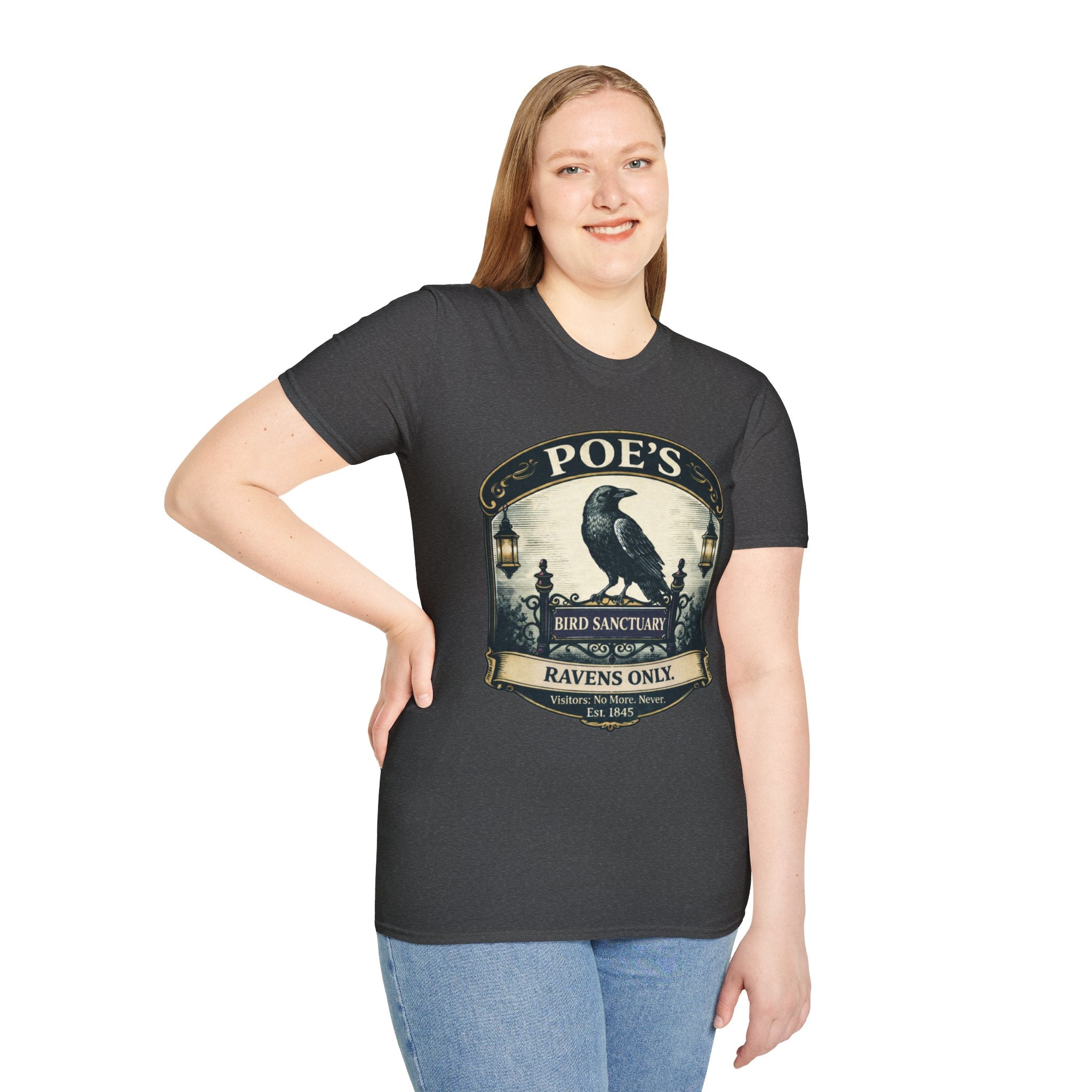 Poe’s Bird Sanctuary T-Shirt – Vintage Literary Humor Tee