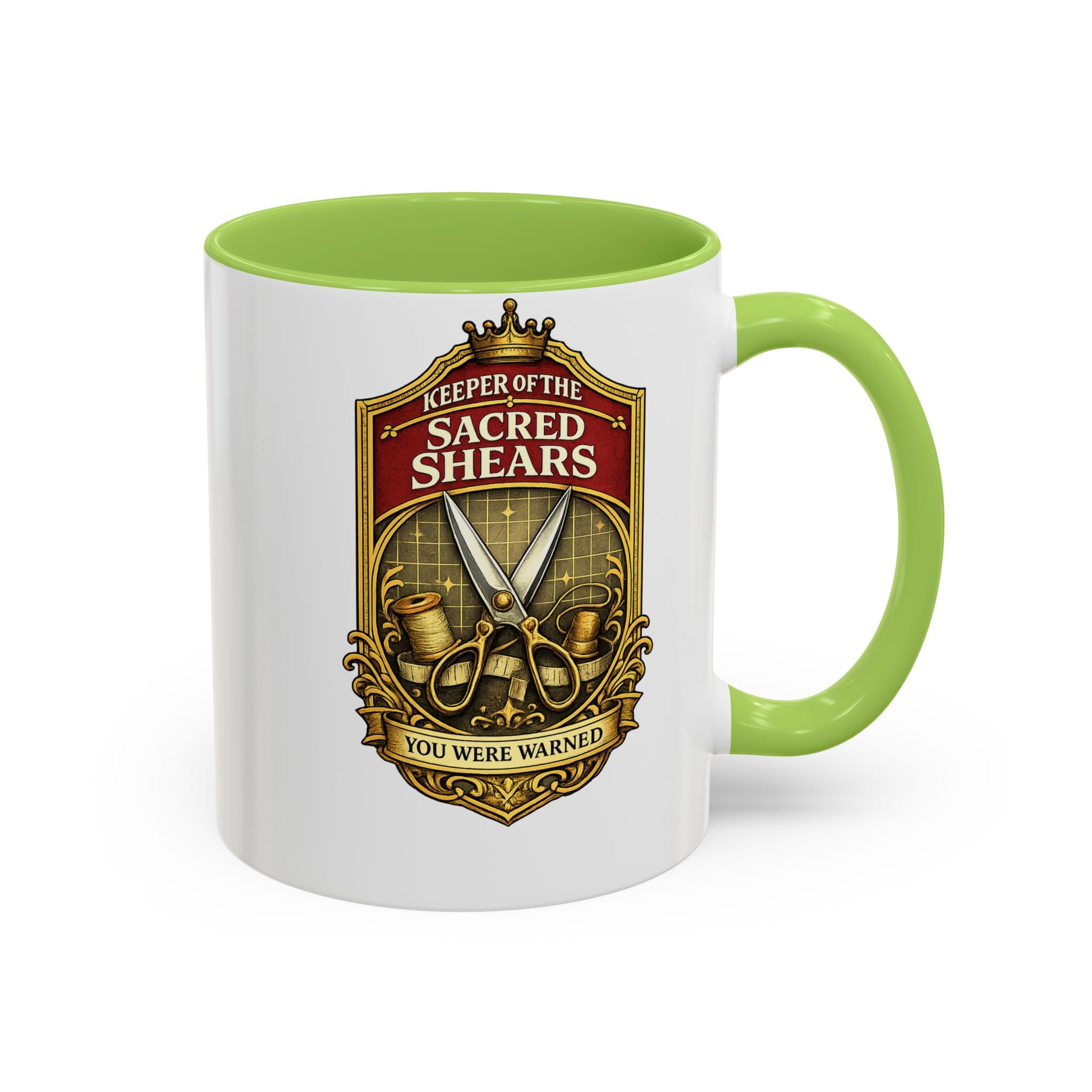 Keeper of the Sacred Shears Coffee Mug — Funny Barber/Hairstylist Gift (11/15oz)