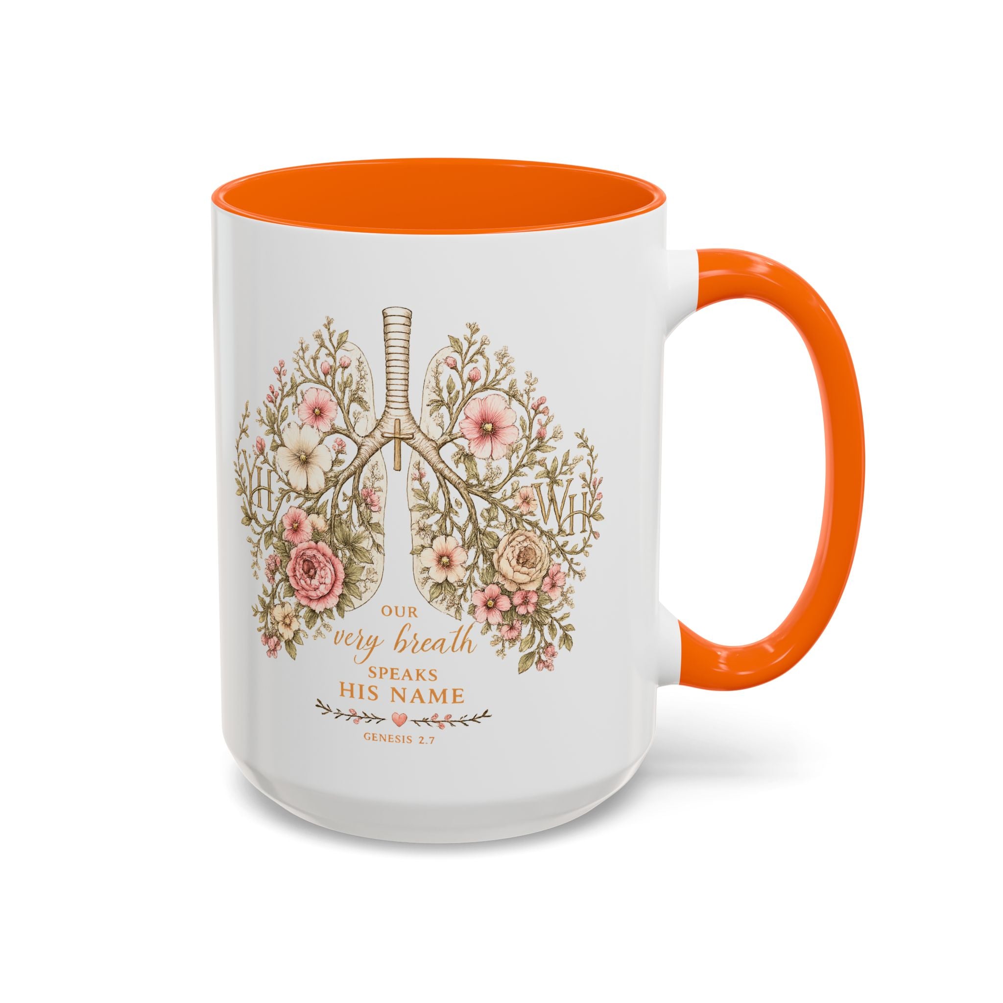Every Breath Speaks His Name – Genesis 2:7 Christian Botanical Lung Mug (YHWH Design, Nurse Gift, Faith Mug)
