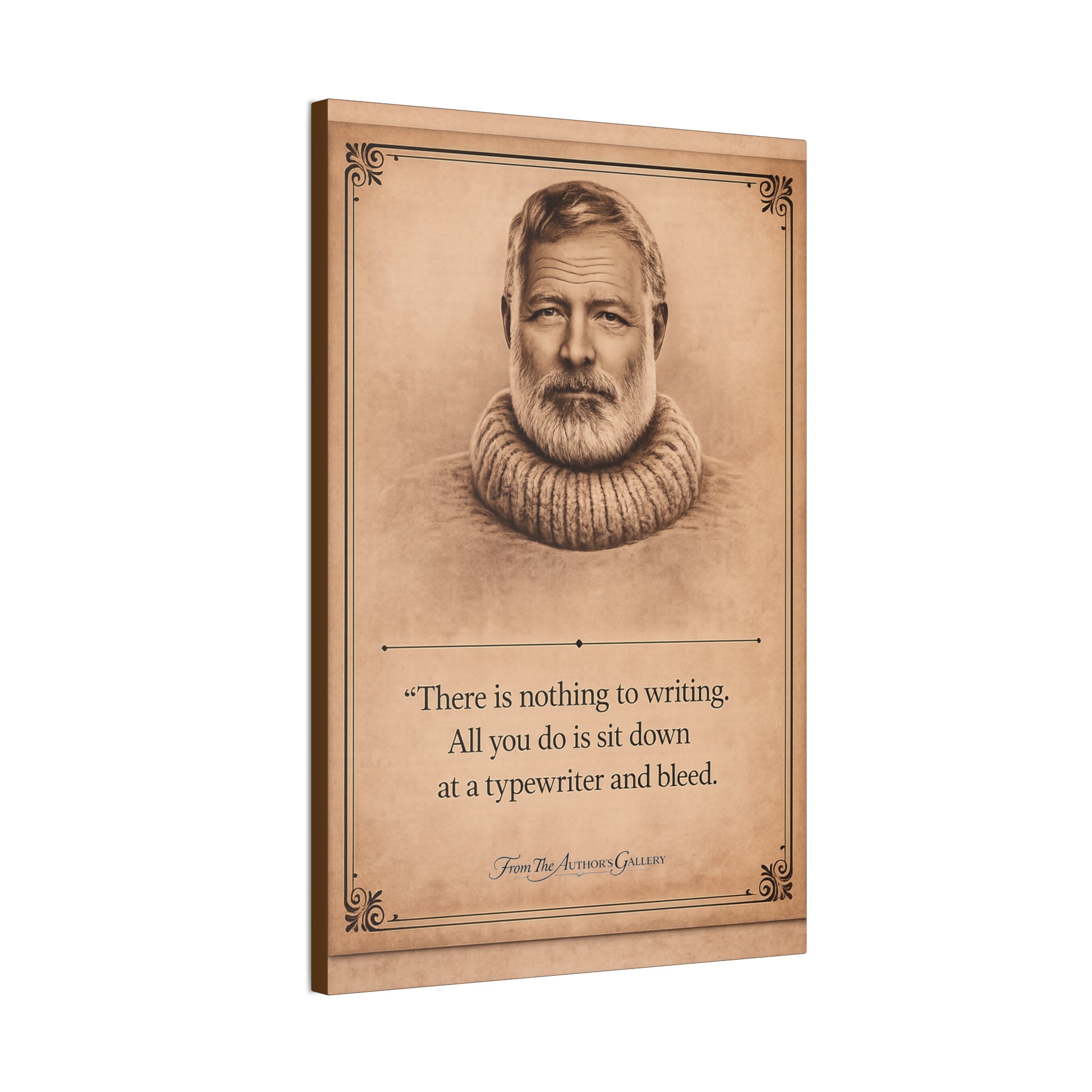 Ernest Hemingway --"There is nothing to writing…" -- Vintage Literary Canvas Piece