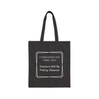 Tote Bag — "Sacred Shears" Sewing Humor Canvas Tote ("Consecrated for Fabric Only — Violators Will Be Pinking-Sheared")