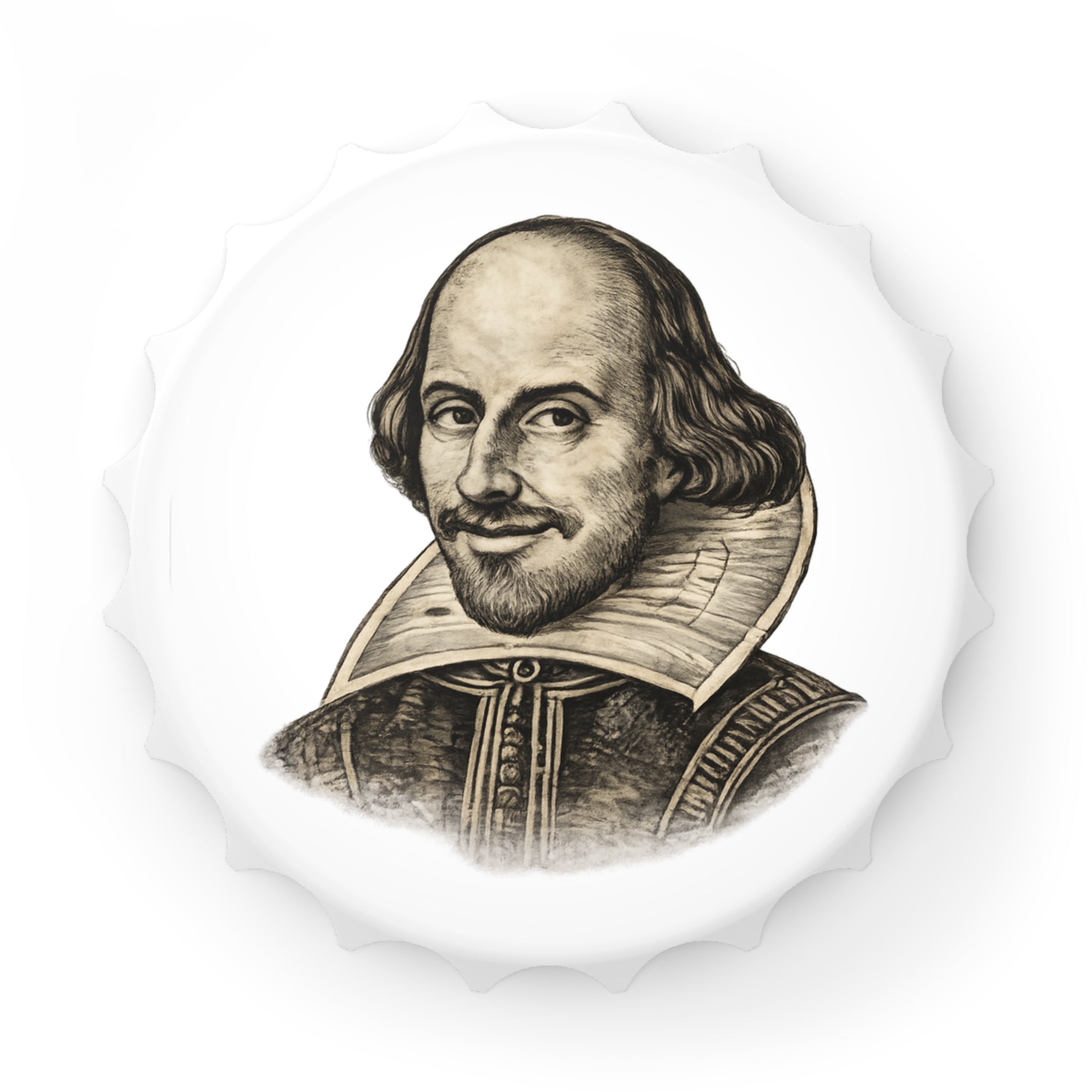 Shakespeare Bottle Opener — Vintage Bard Portrait Magnetic Bottle Opener