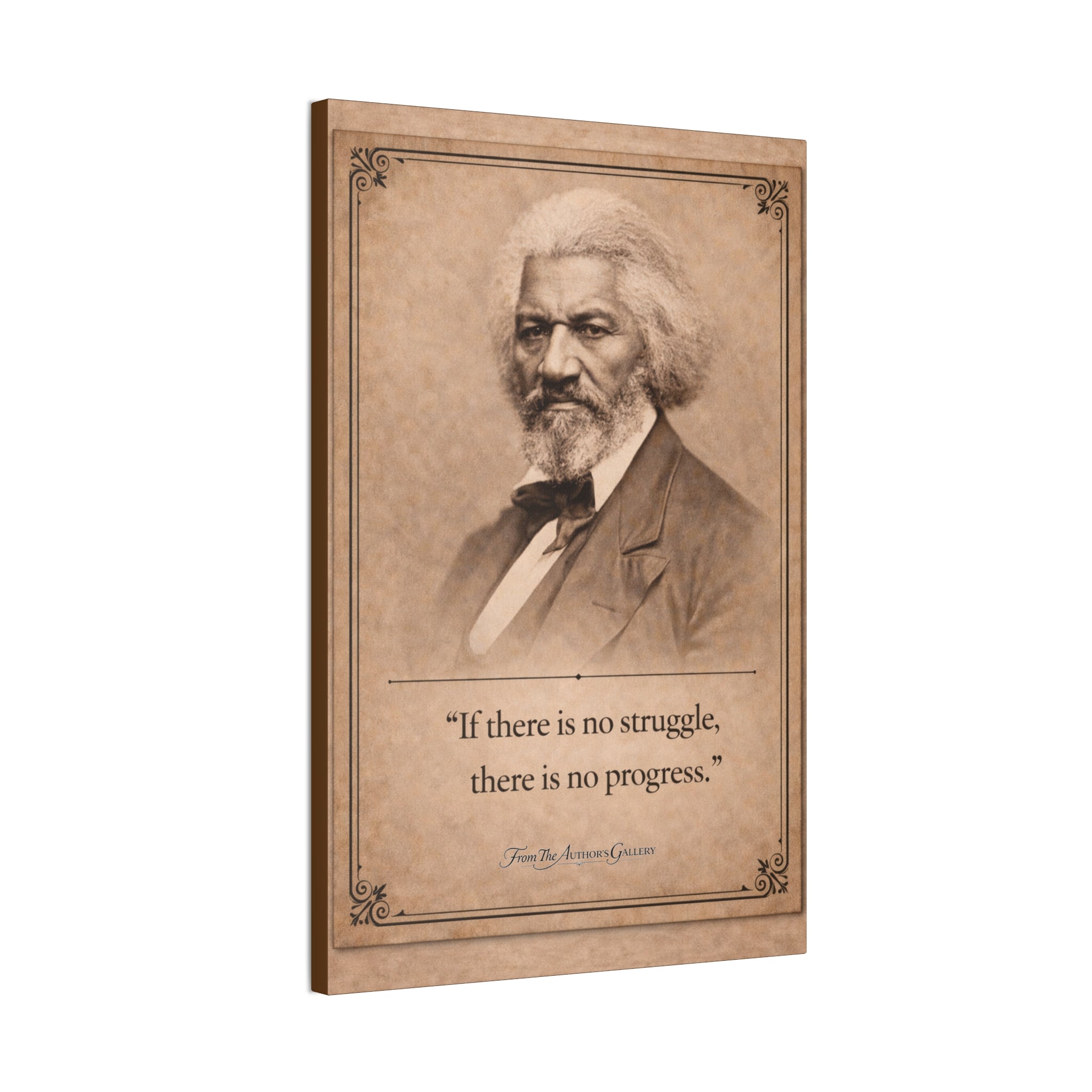 Frederick Douglass -- "If there is no struggle, there is no progress." -- Vintage Literary Canvas Piece