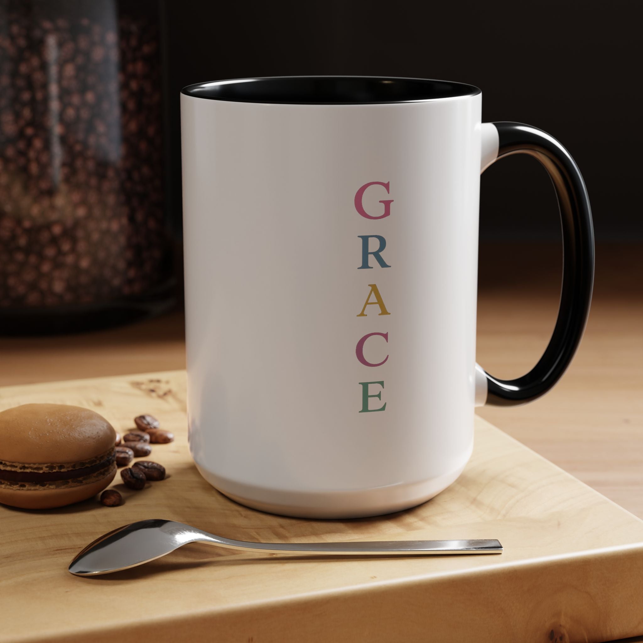 GRACE — Pastel Scripture Typography Mug  -- The Foundation Collection (15 oz)