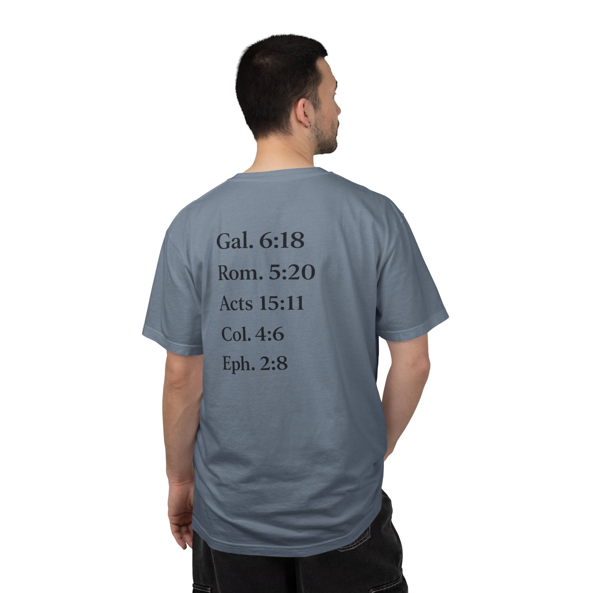 'G.R.A.C.E.' Front Print with Scripture References Back (Christian Faith Tee)