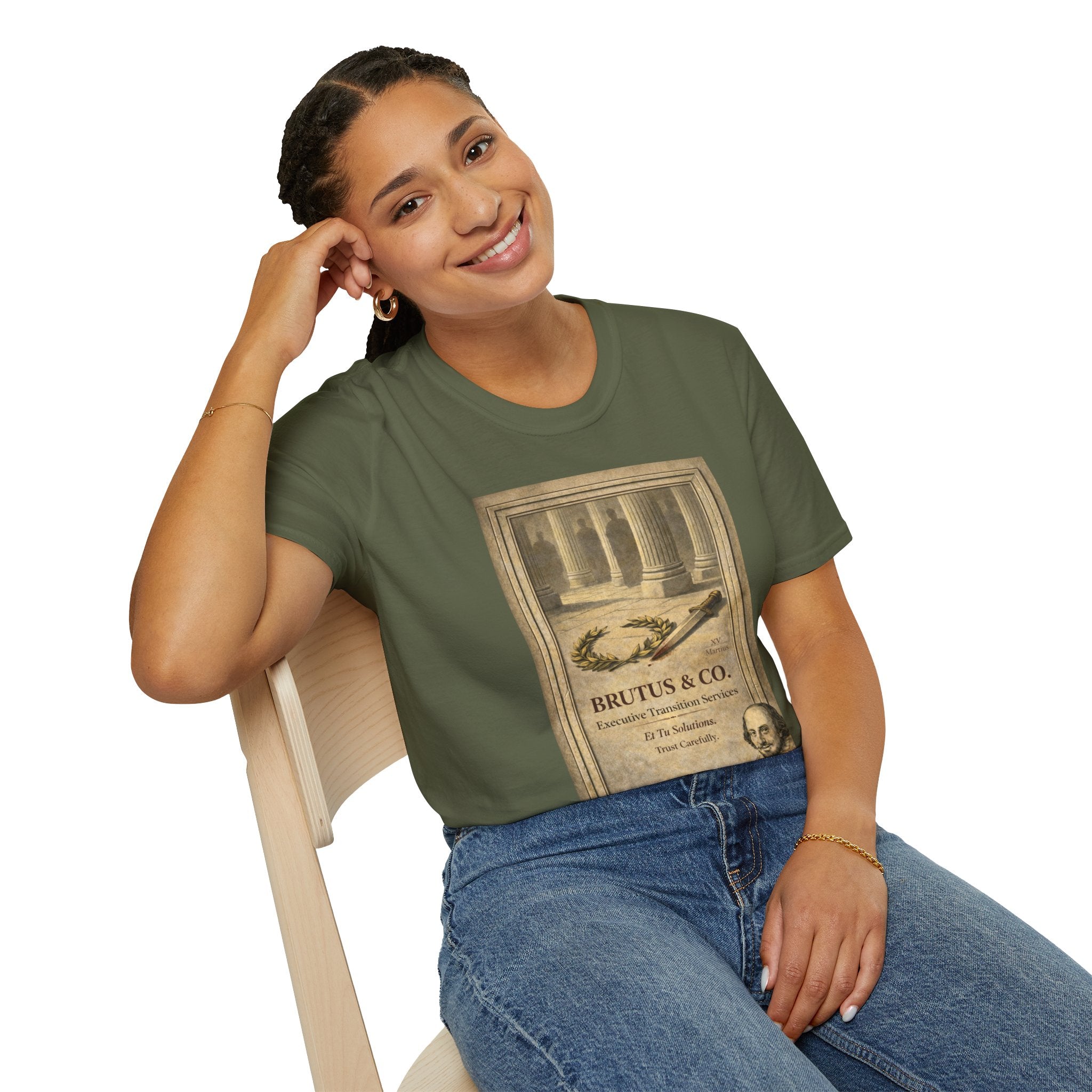 Brutus & Co. Executive Transition Services T-Shirt – Vintage Literary Humor Tee