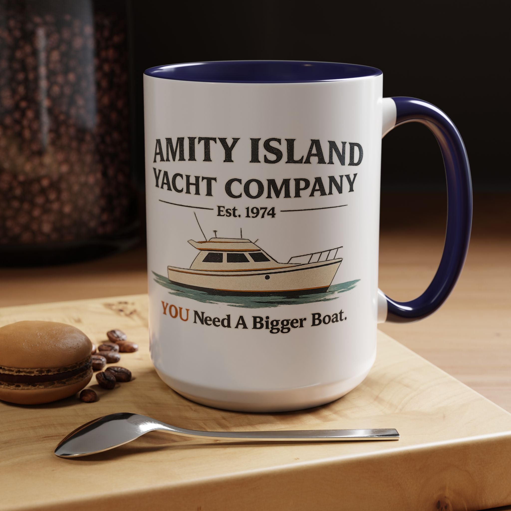 Yacht Company Accent Coffee Mug — "Amity Island Yacht Company: You Need A Bigger Boat"