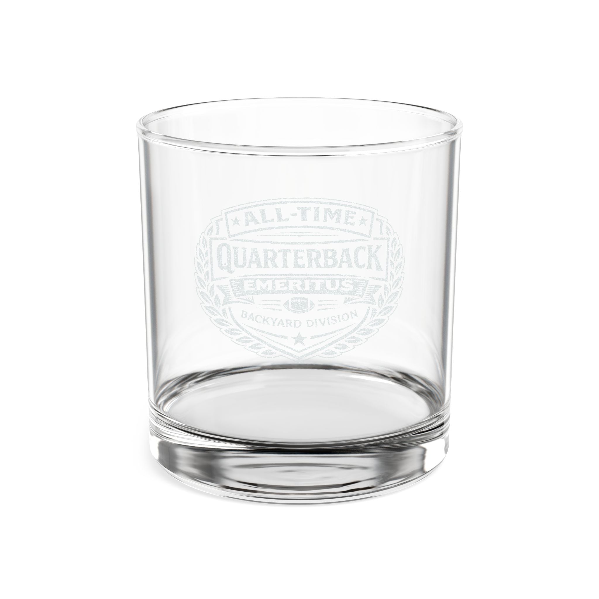Engraved "All-Time Quarterback" Whiskey Glass — 10.5 oz Rocks Glass