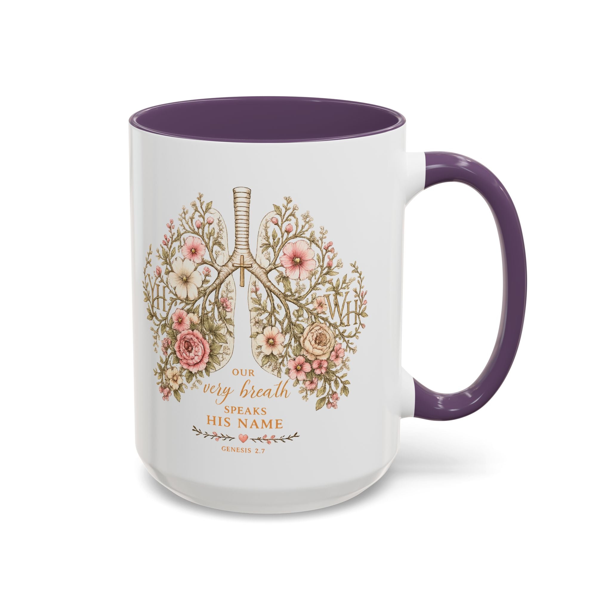 Every Breath Speaks His Name – Genesis 2:7 Christian Botanical Lung Mug (YHWH Design, Nurse Gift, Faith Mug)