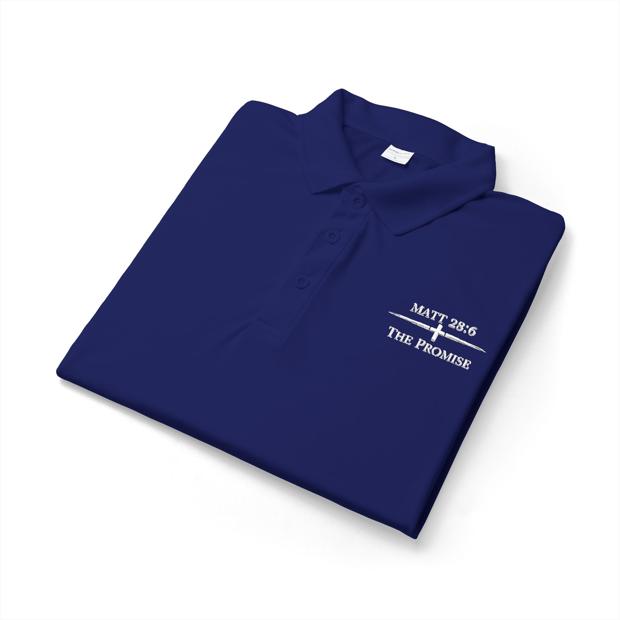 Matt 28:6 -- Embroidered Dress Polo   The Promise