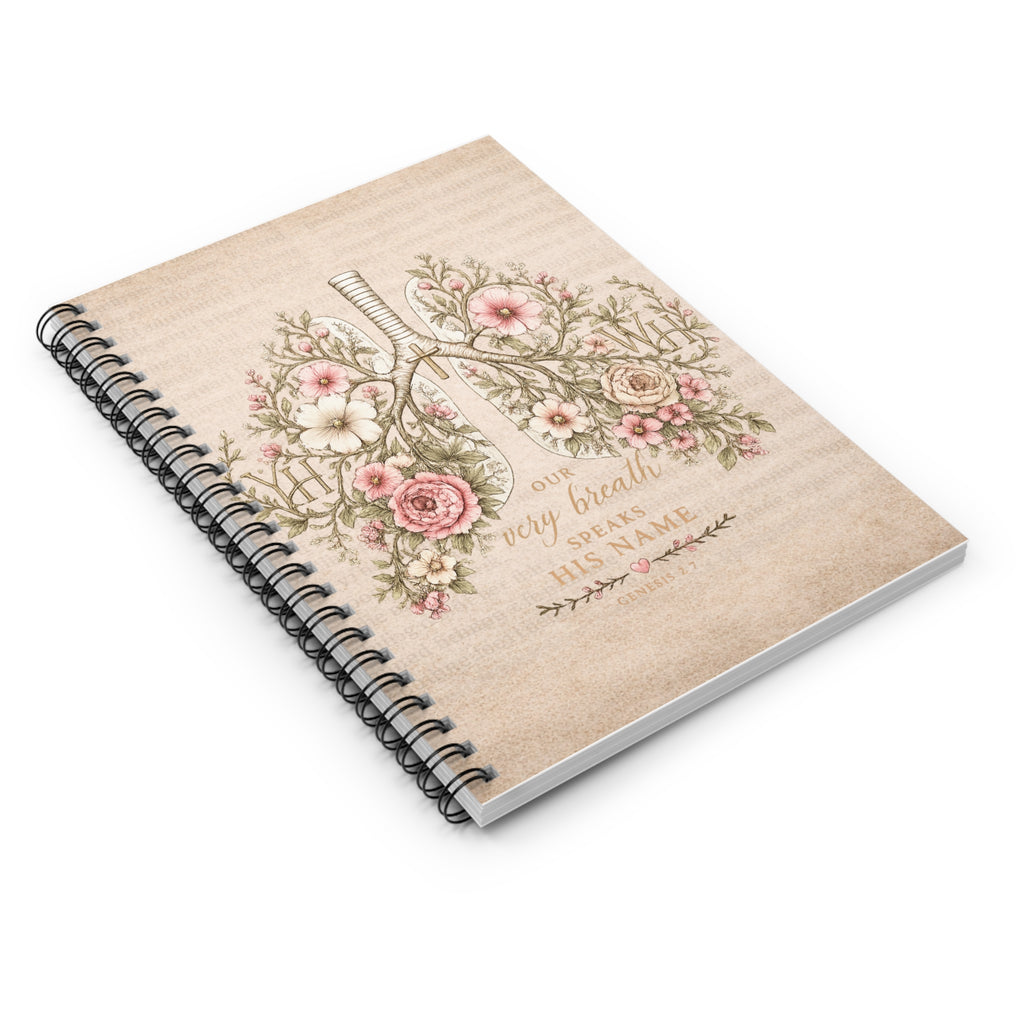 Every Breath Speaks His Name – Genesis 2:7 Christian Journal (Botanical Lung Design, YHWH Faith Notebook)