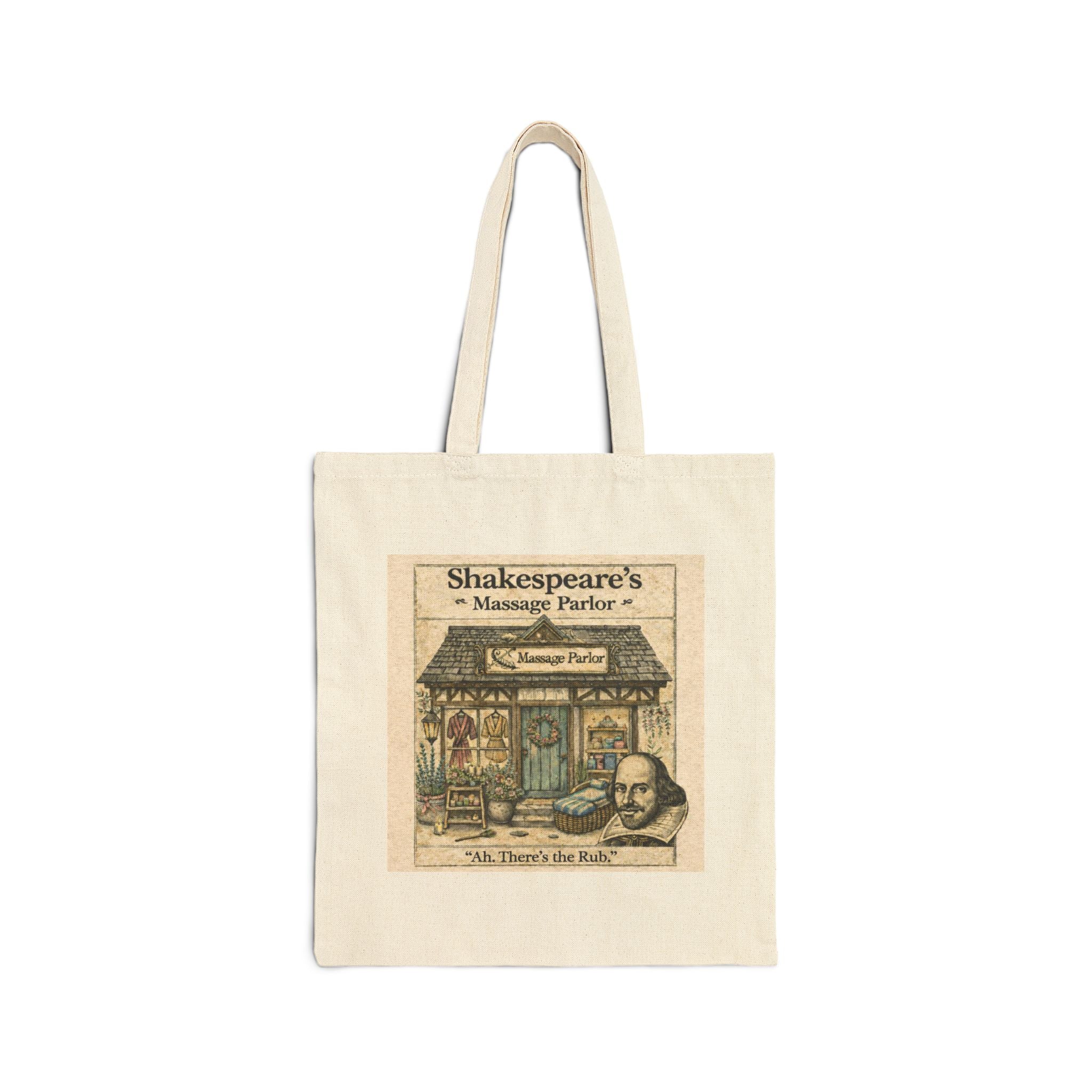 Shakespeare’s Massage Parlor Canvas Carry-All -- Vintage Literary Humor