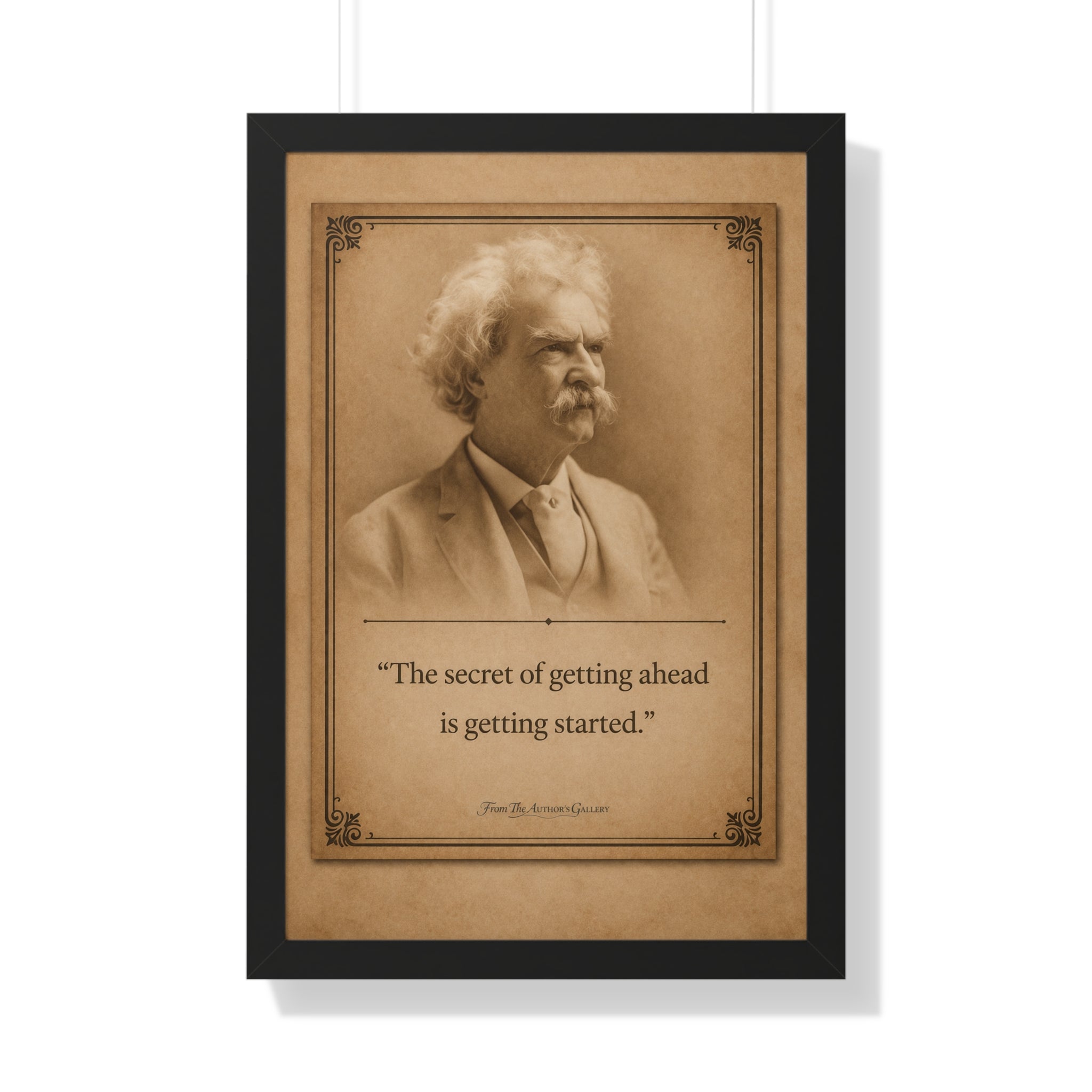 Twain on Getting Ahead -- Framed Vintage Literary Print -- The Author's Gallery
