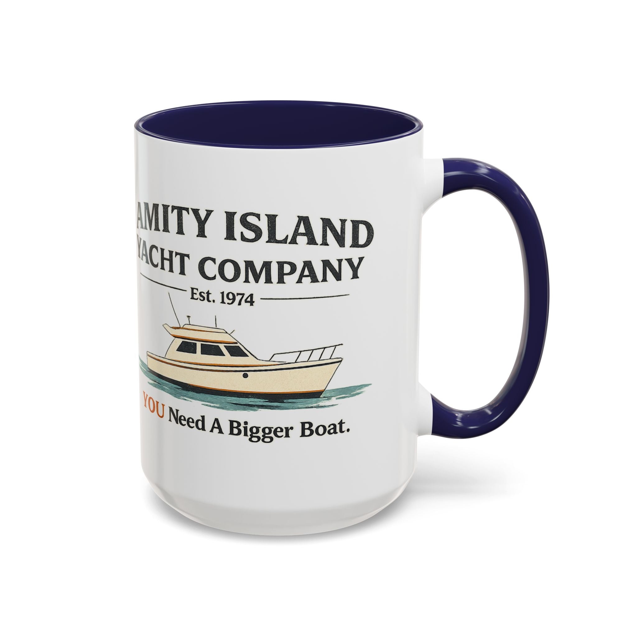 Yacht Company Accent Coffee Mug — "Amity Island Yacht Company: You Need A Bigger Boat"