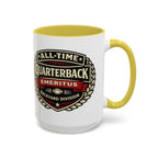 Mug - 'All-Time Quarterback Emeritus' Vintage Football Crest Coffee Mug (11oz/15oz)