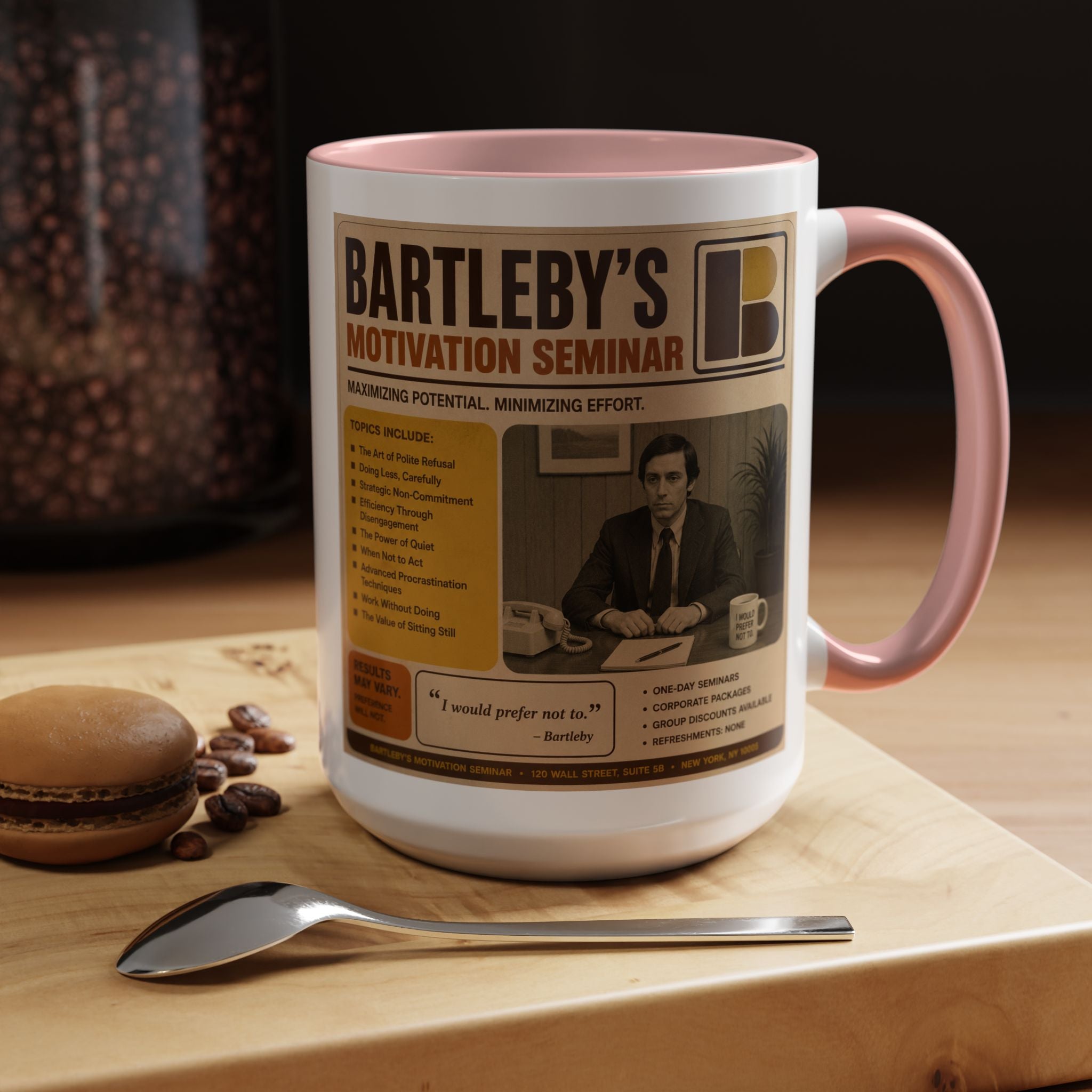 Bartleby’s Motivation Seminar Mug — From The Linguistician Line, A Bard & Beyond Brand