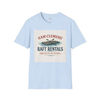 Sam Clemens’ Raft Rentals T-Shirt – Vintage Literary Humor Tee