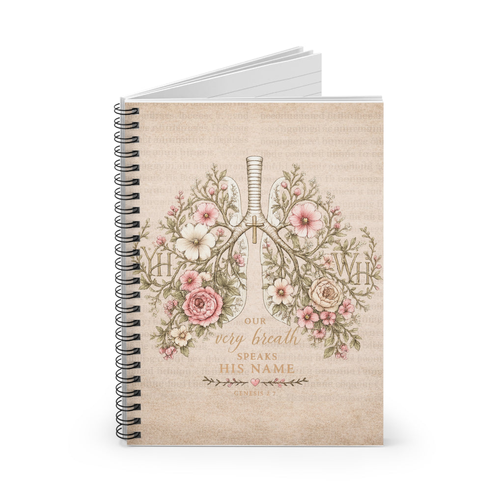 Every Breath Speaks His Name – Genesis 2:7 Christian Journal (Botanical Lung Design, YHWH Faith Notebook)