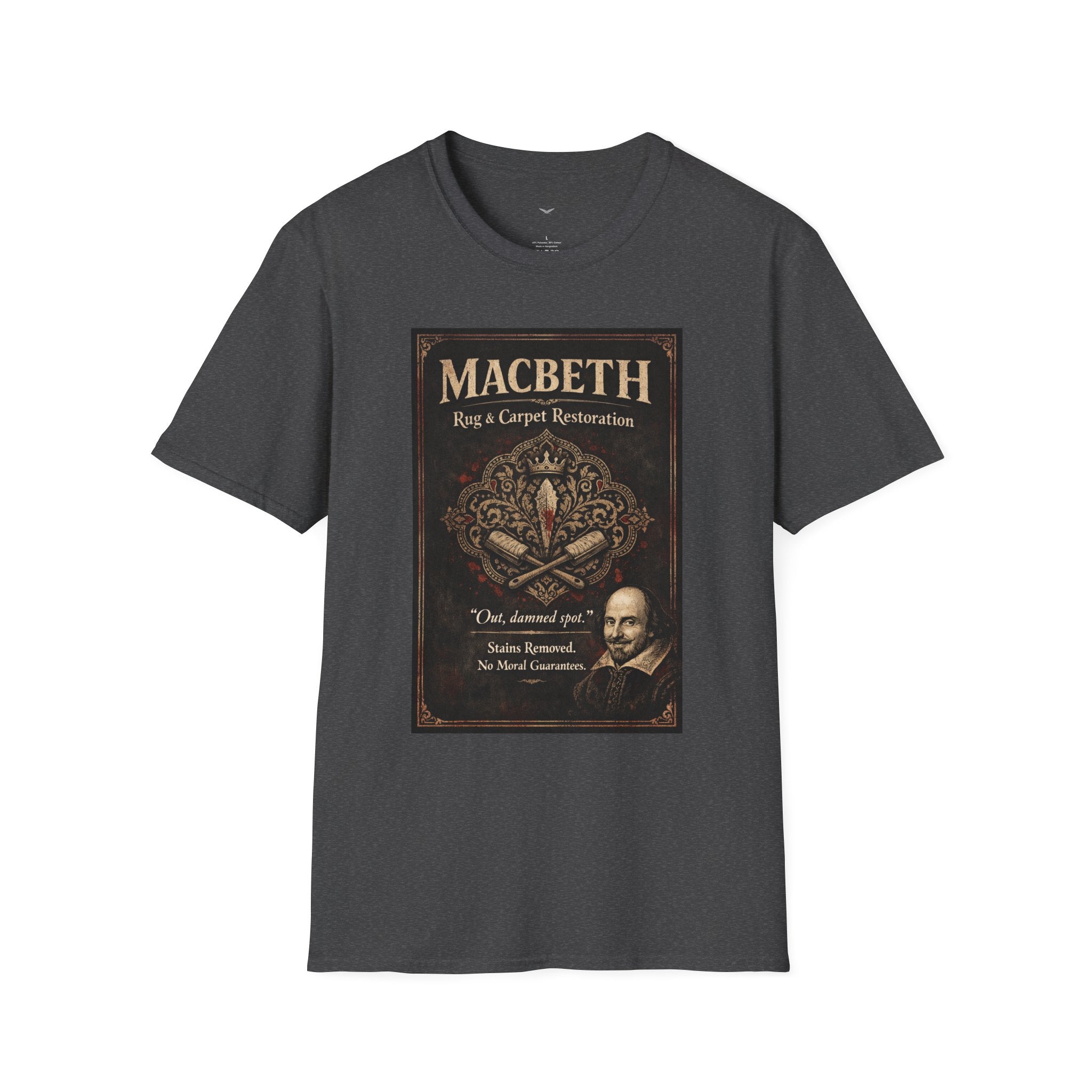 Macbeth Rug & Carpet Restoration T-Shirt — Vintage Literary Humor Tee