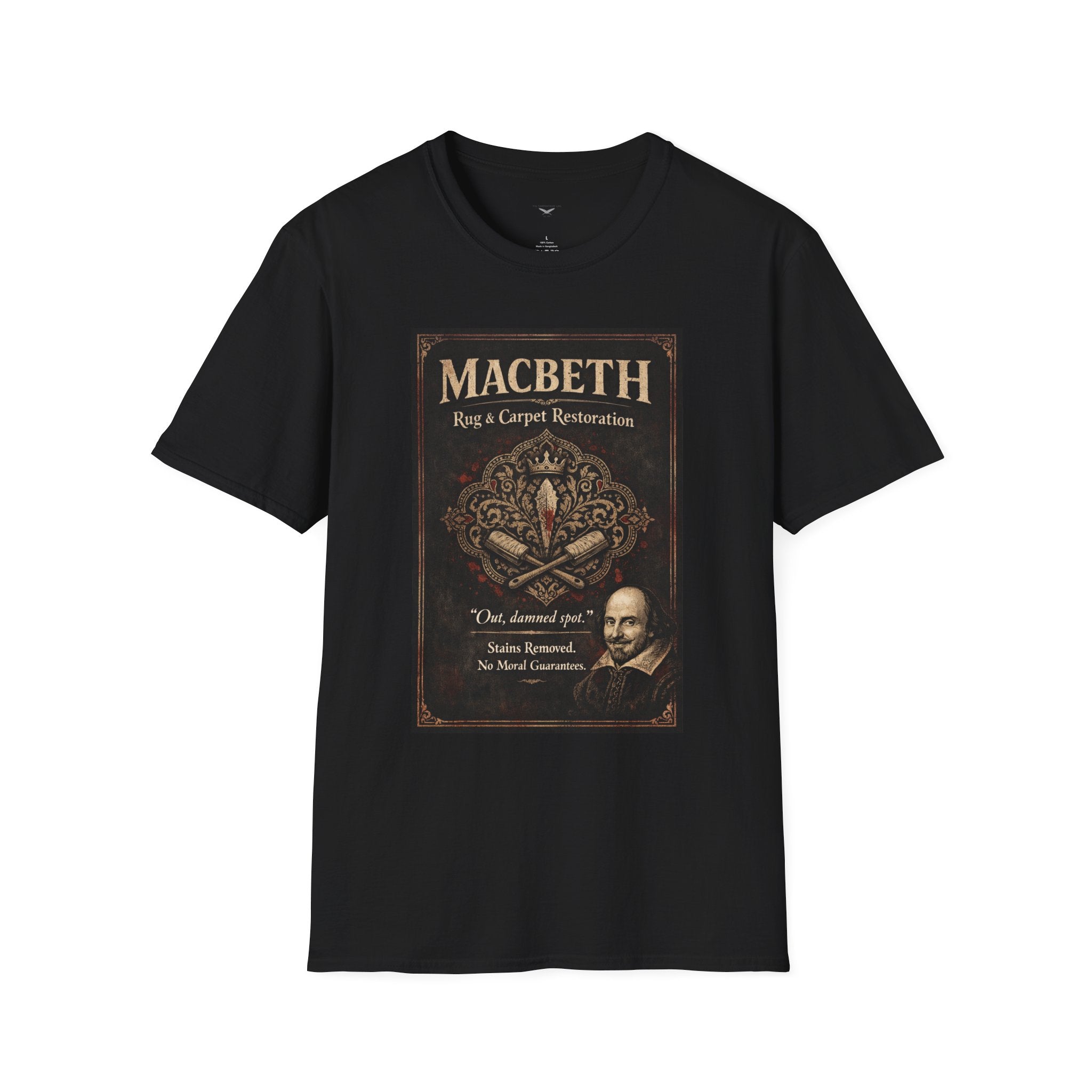 Macbeth Rug & Carpet Restoration T-Shirt — Vintage Literary Humor Tee