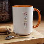 GRACE — Pastel Scripture Typography Mug  -- The Foundation Collection (15 oz)