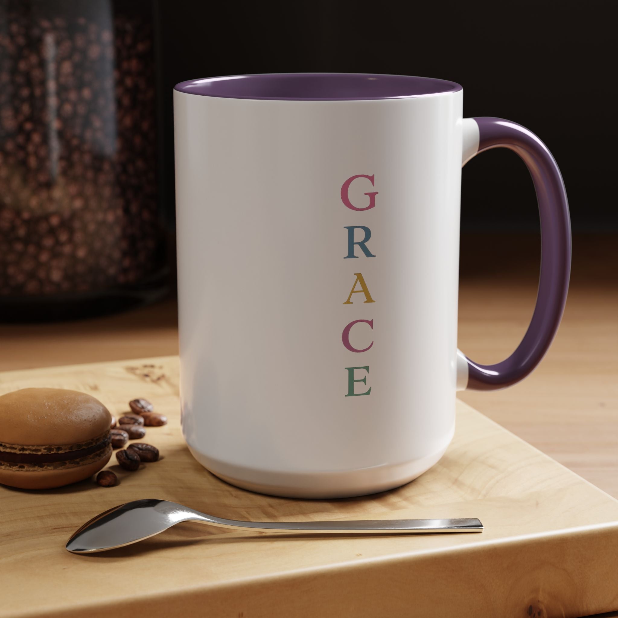 GRACE — Pastel Scripture Typography Mug  -- The Foundation Collection (15 oz)