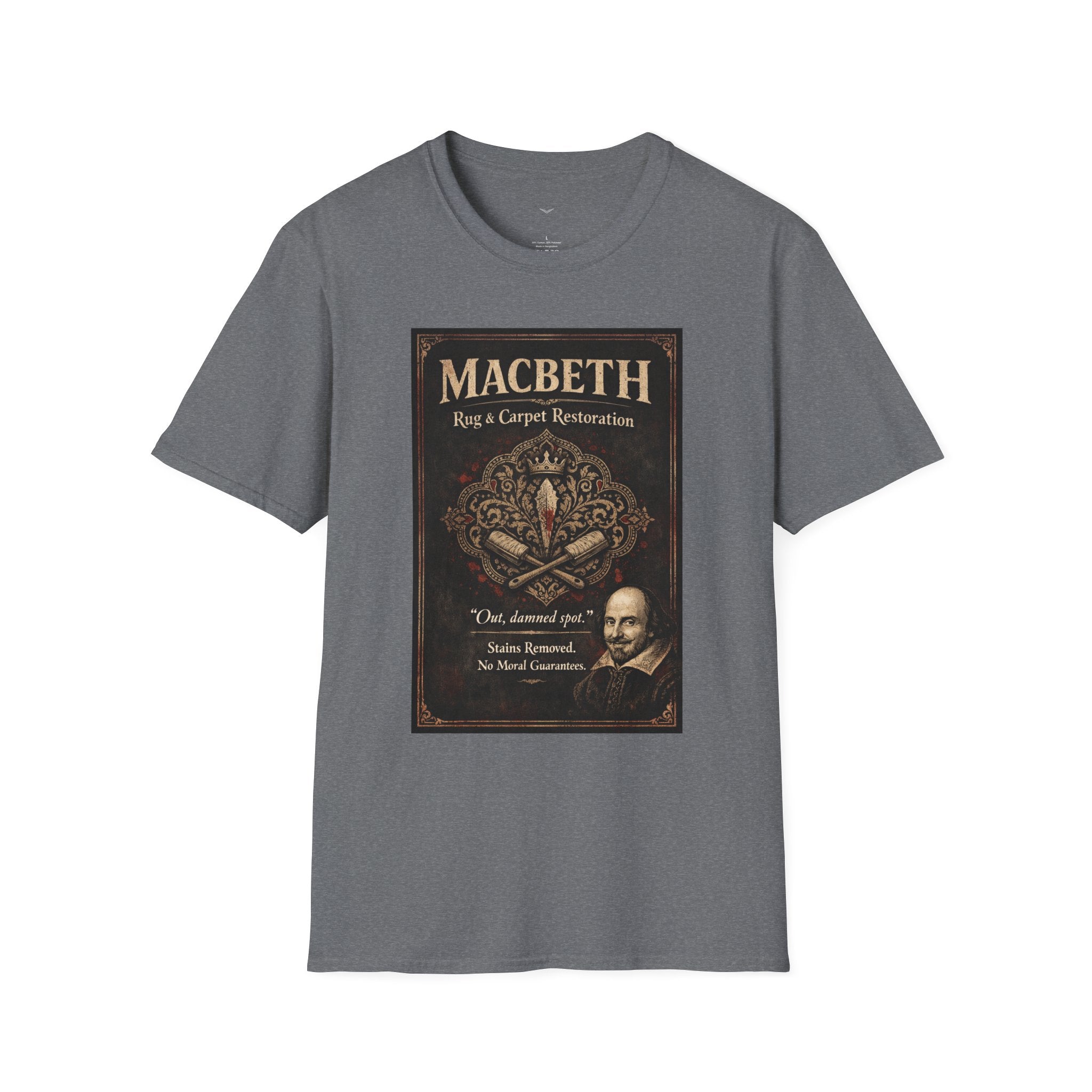 Macbeth Rug & Carpet Restoration T-Shirt — Vintage Literary Humor Tee