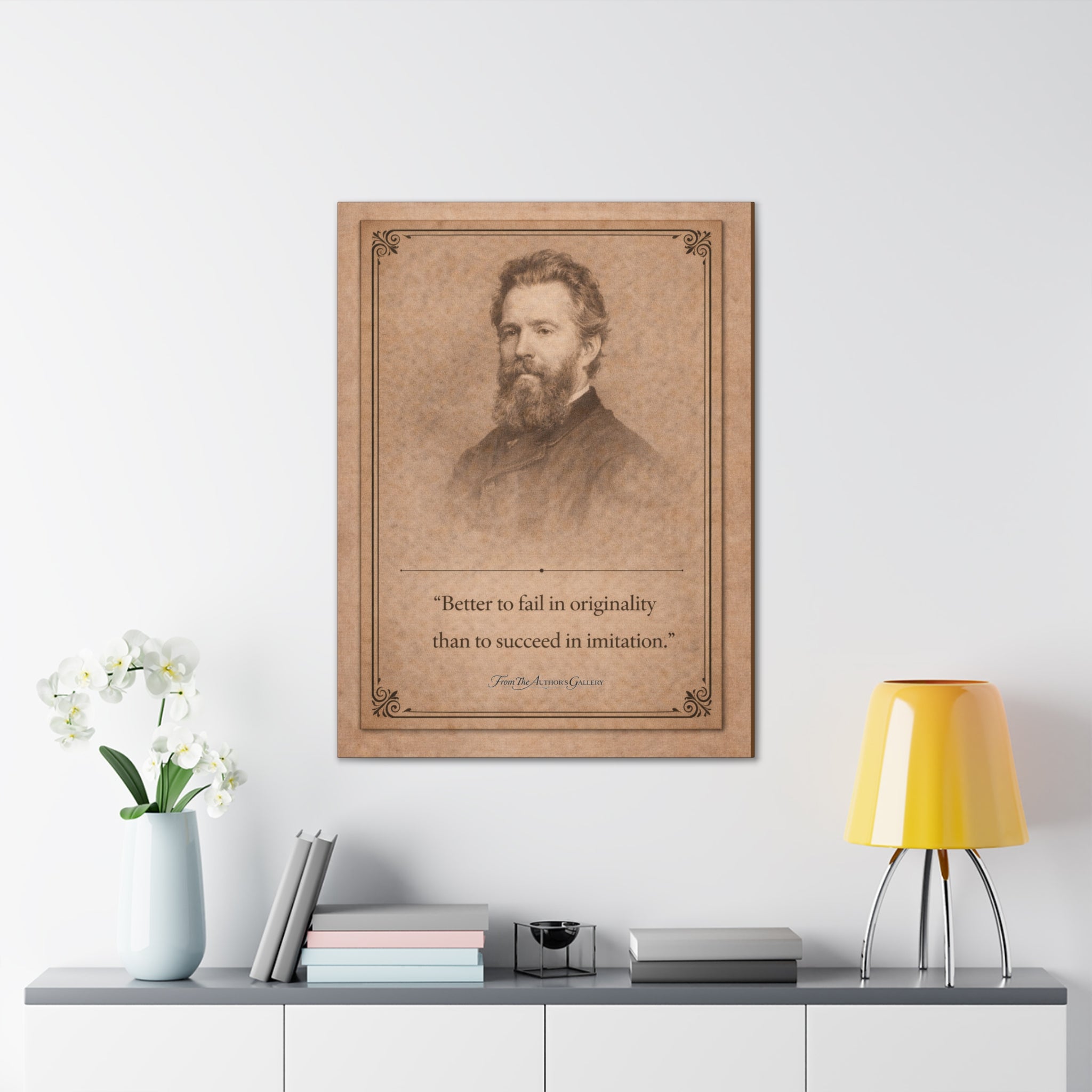 Herman Melville -- “Better to fail in originality than to succeed in imitation.” -- Vintage Literary Canvas Piece