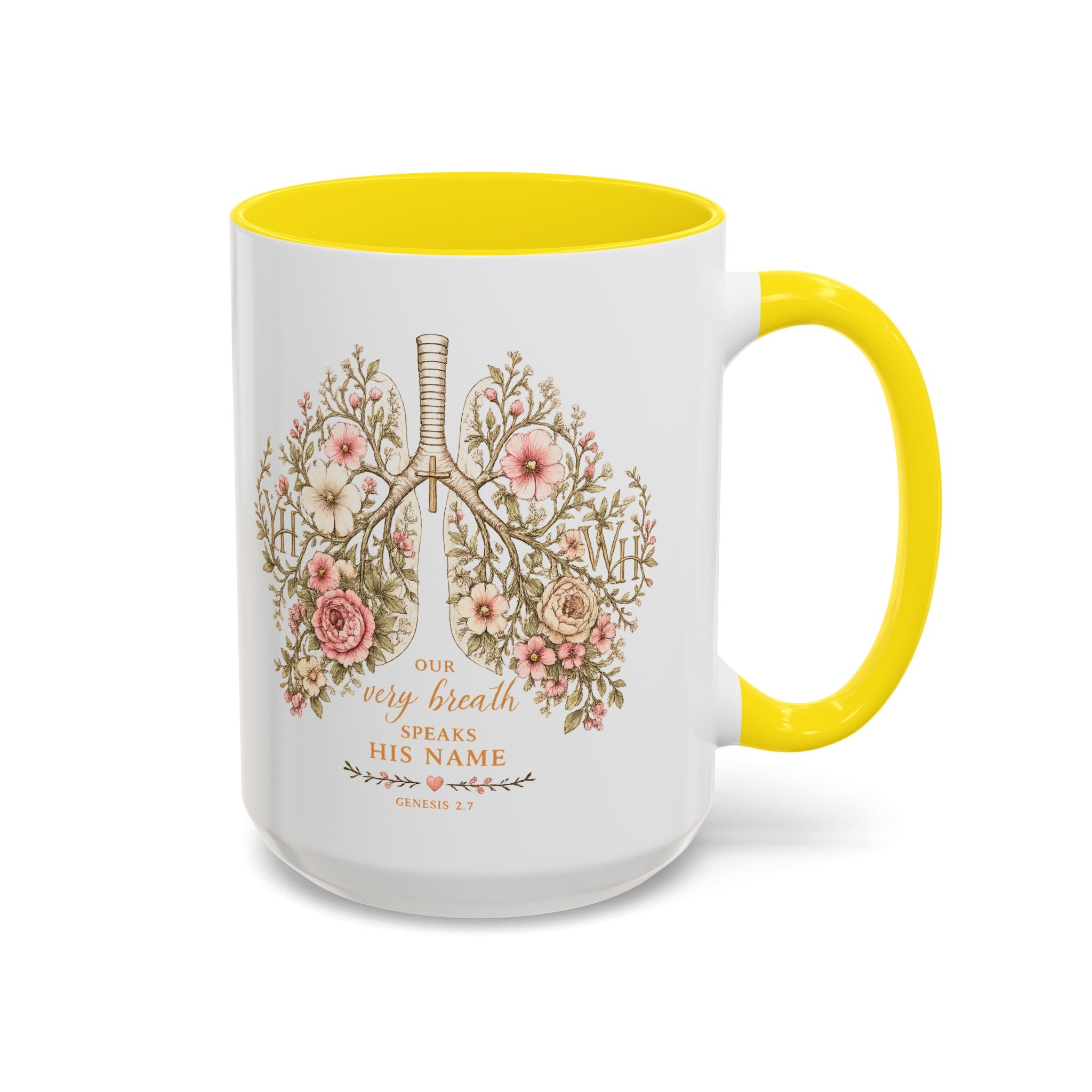 Every Breath Speaks His Name – Genesis 2:7 Christian Botanical Lung Mug (YHWH Design, Nurse Gift, Faith Mug)