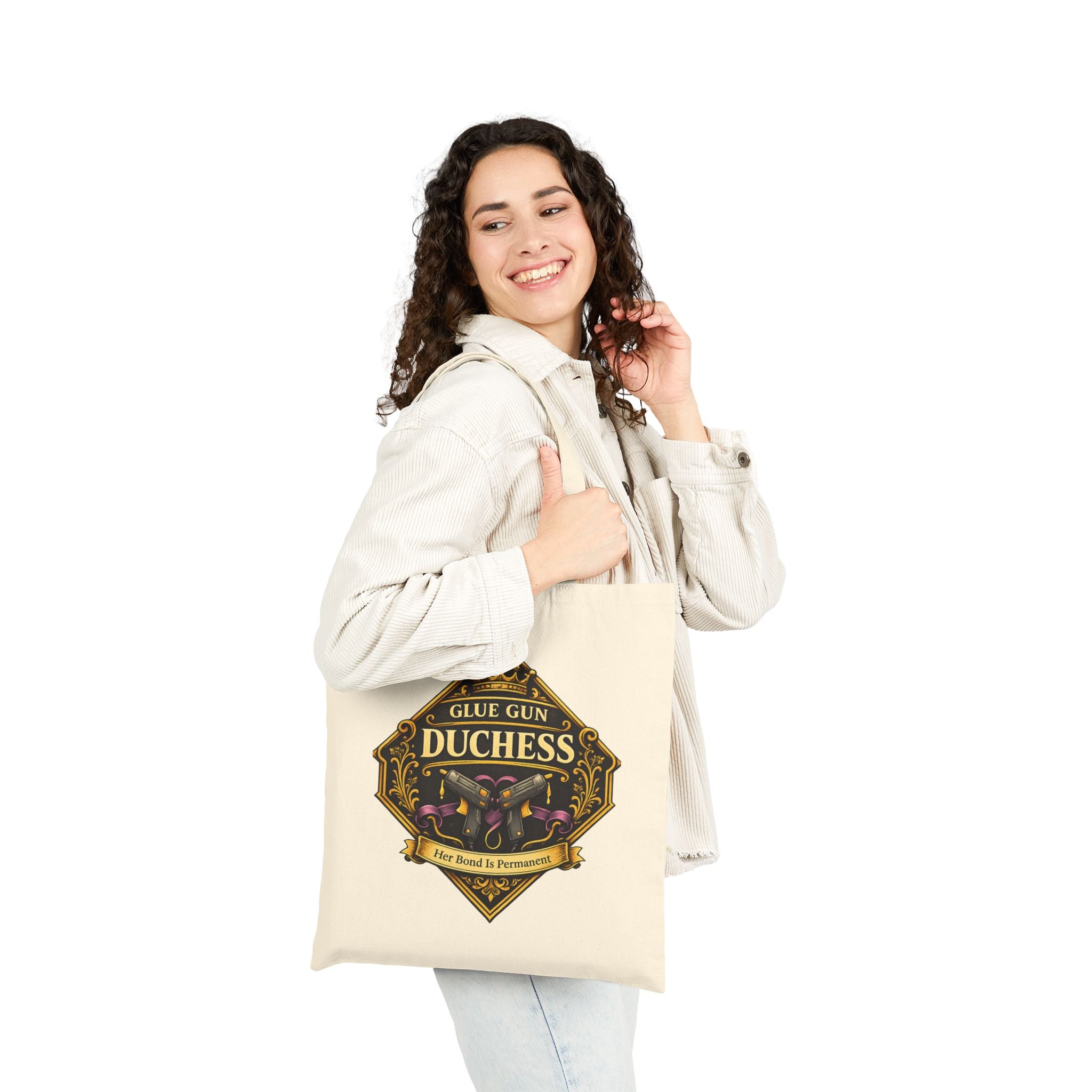 Glue Gun Duchess Tote Bag — "It's Still Hot!" Cotton Canvas Crafting Tote