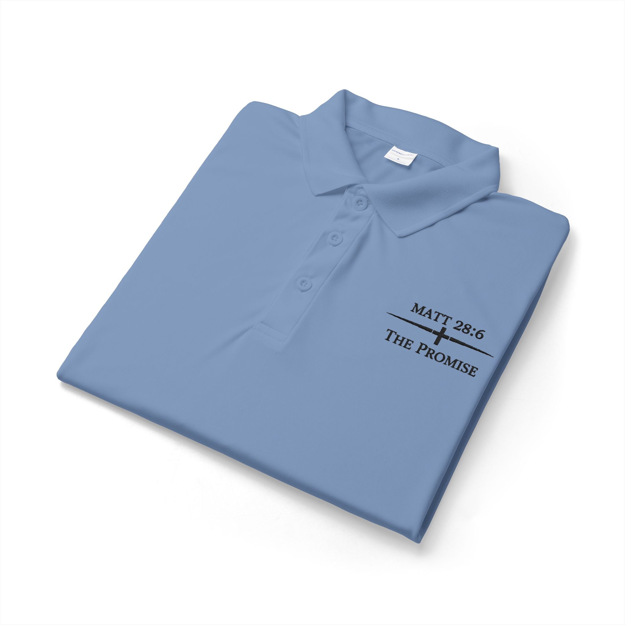 MATT 28:6 -- Embroidered Dress Polo  In Plain Clothes (Light Colors)