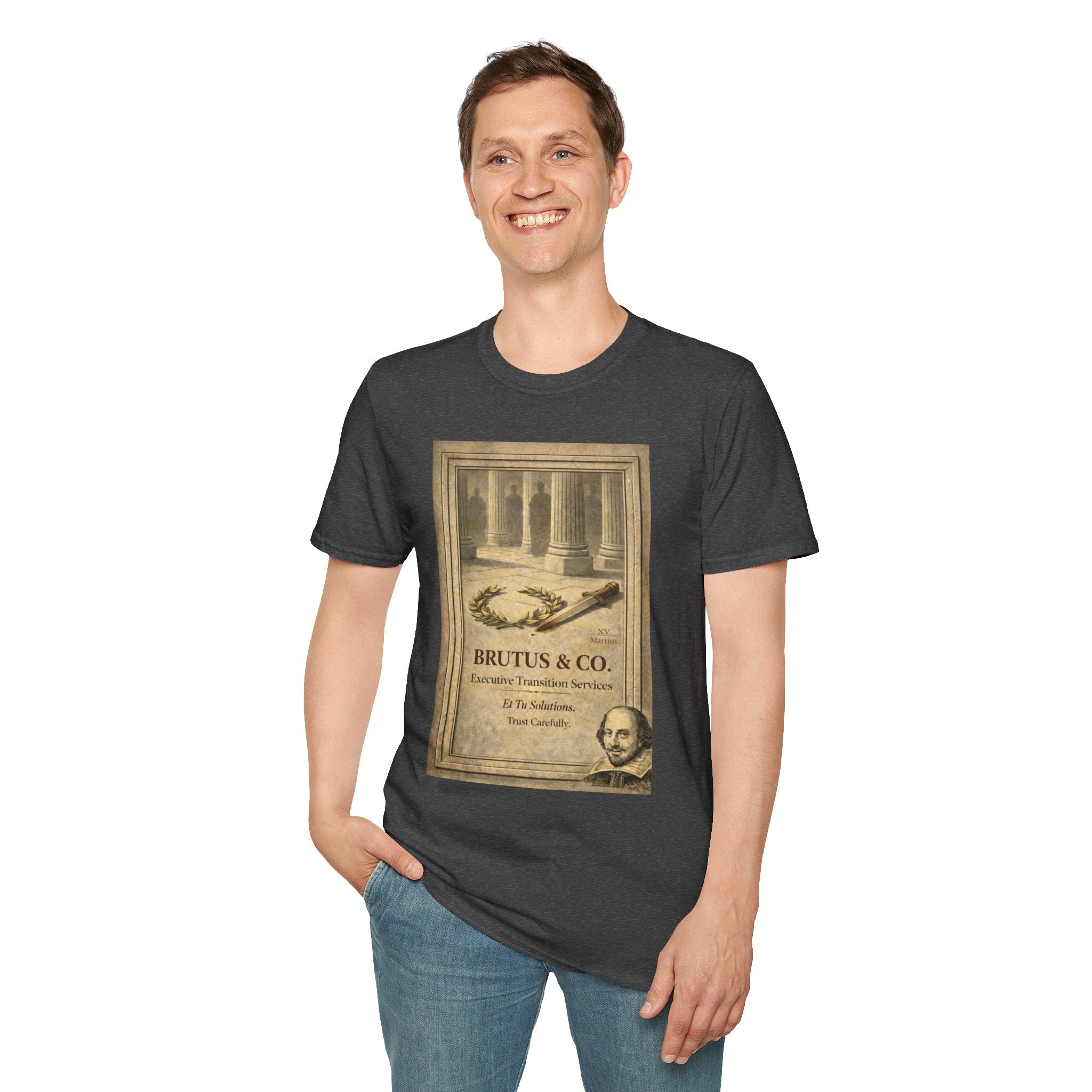 Brutus & Co. Executive Transition Services T-Shirt – Vintage Literary Humor Tee