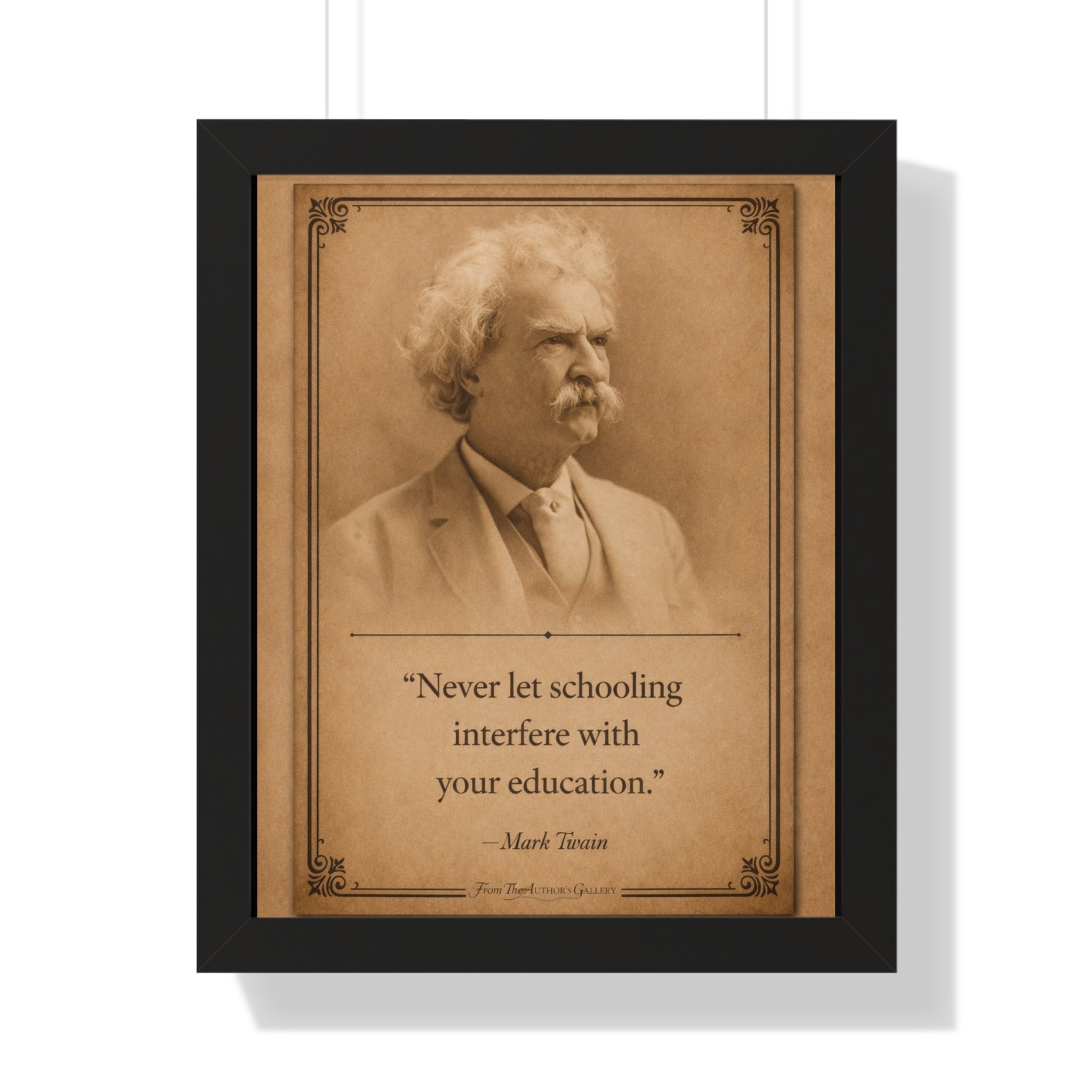 Twain on Schooling -- Framed Vintage Literary Print -- The Author's Gallery