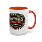 Mug - 'All-Time Quarterback Emeritus' Vintage Football Crest Coffee Mug (11oz/15oz)