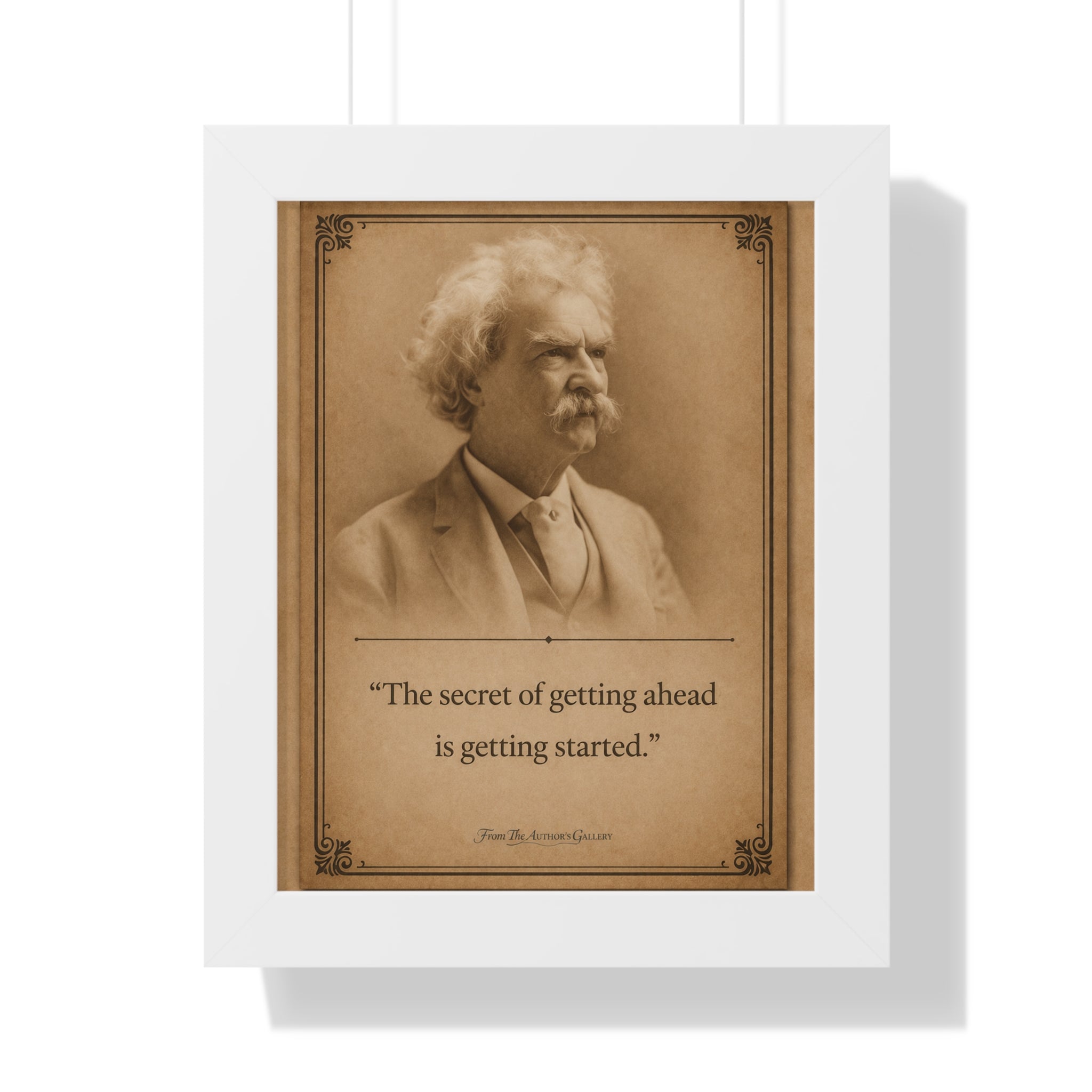Twain on Getting Ahead -- Framed Vintage Literary Print -- The Author's Gallery
