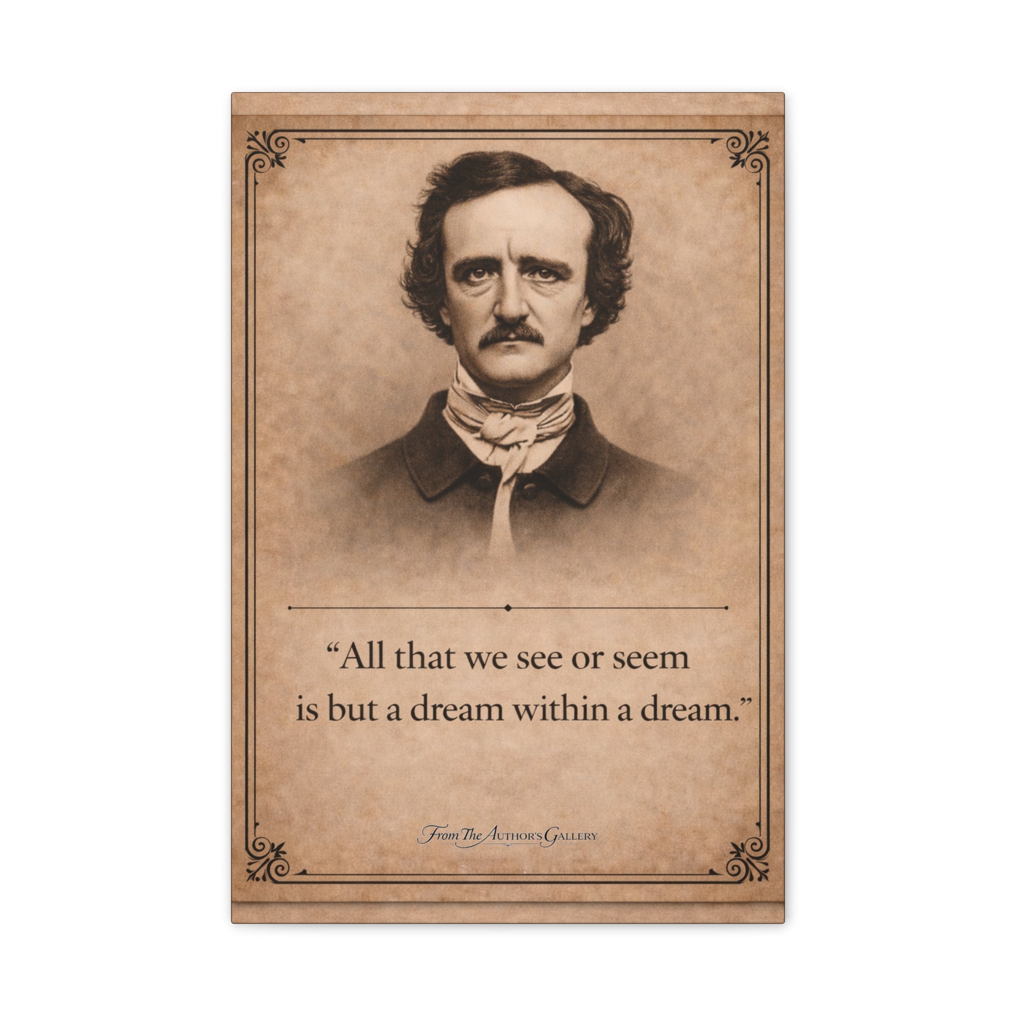 Edgar Allan Poe — "All that we see or seem is but a dream within a dream" --Vintage Literary Canvas Piece