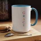 GRACE — Pastel Scripture Typography Mug  -- The Foundation Collection (15 oz)