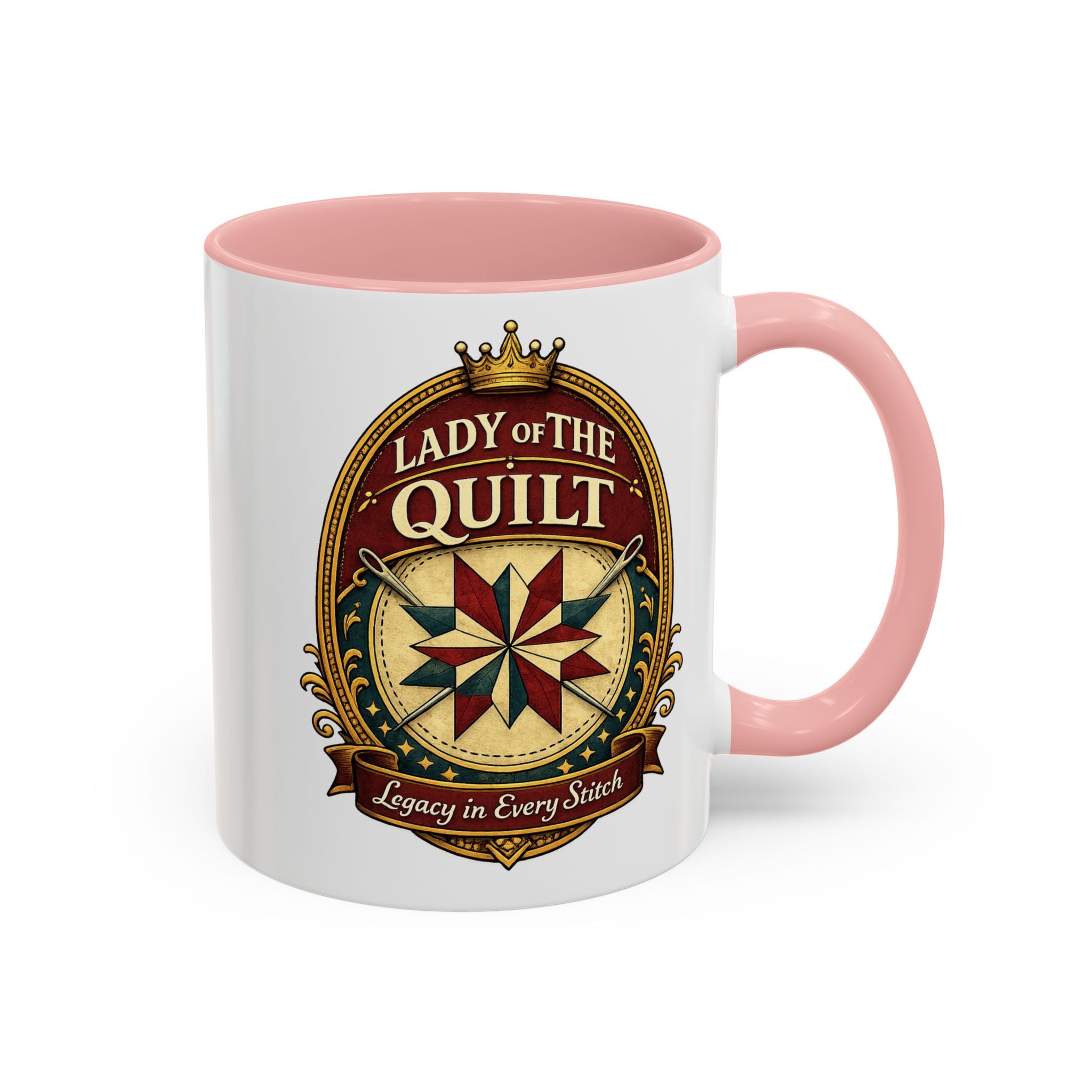 Lady of the Quilt Accent Coffee Mug — 'Legacy in Every Stitch' Quilting Gift