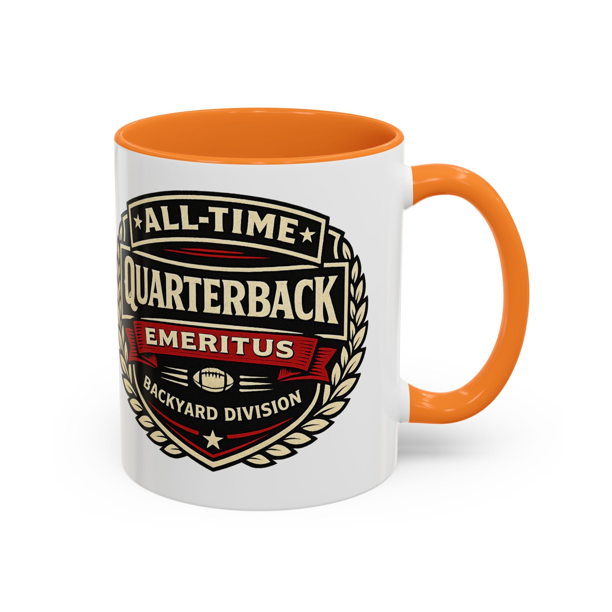 Mug - 'All-Time Quarterback Emeritus' Vintage Football Crest Coffee Mug (11oz/15oz)