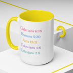 GRACE — Pastel Scripture Typography Mug  -- The Foundation Collection (15 oz)