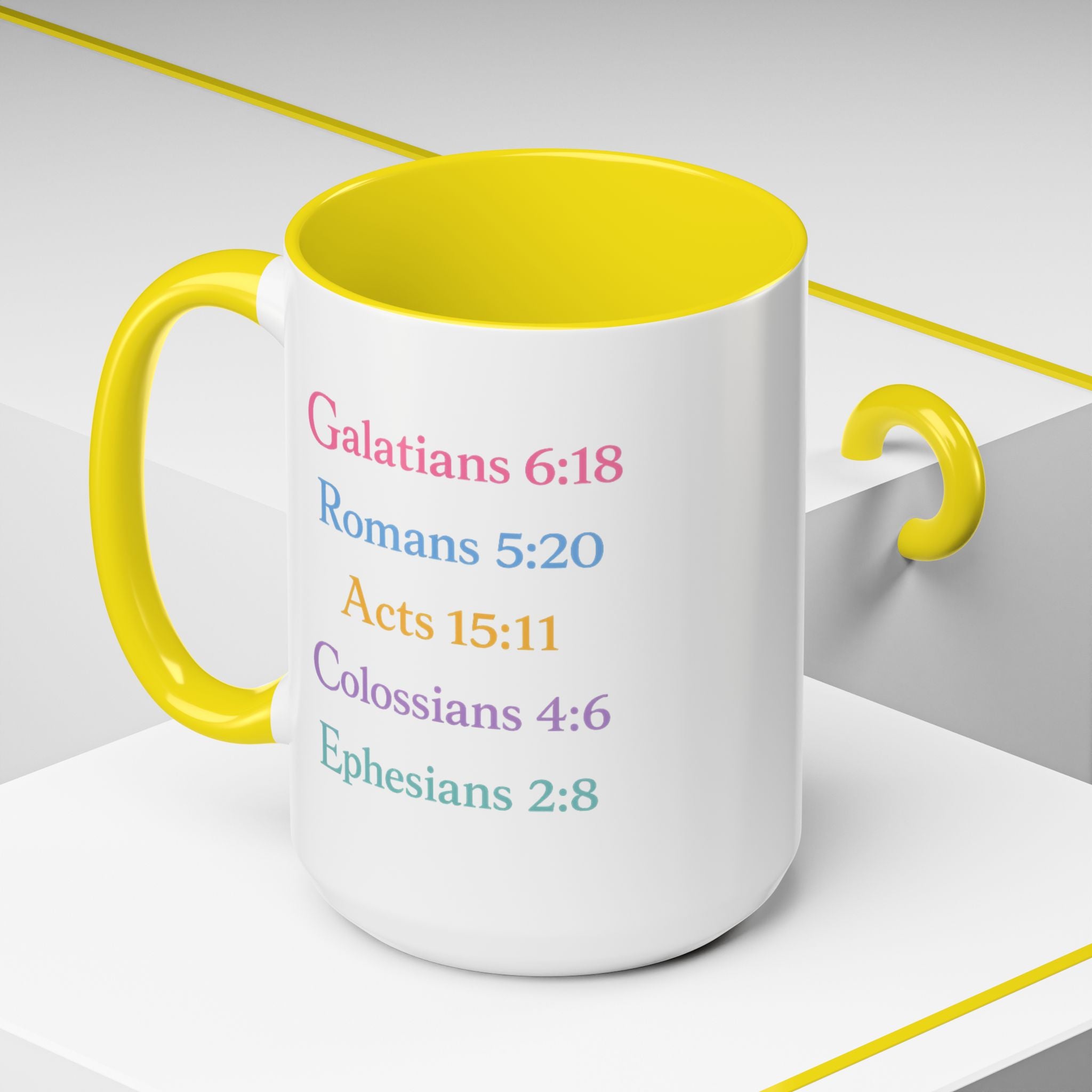 GRACE — Pastel Scripture Typography Mug  -- The Foundation Collection (15 oz)