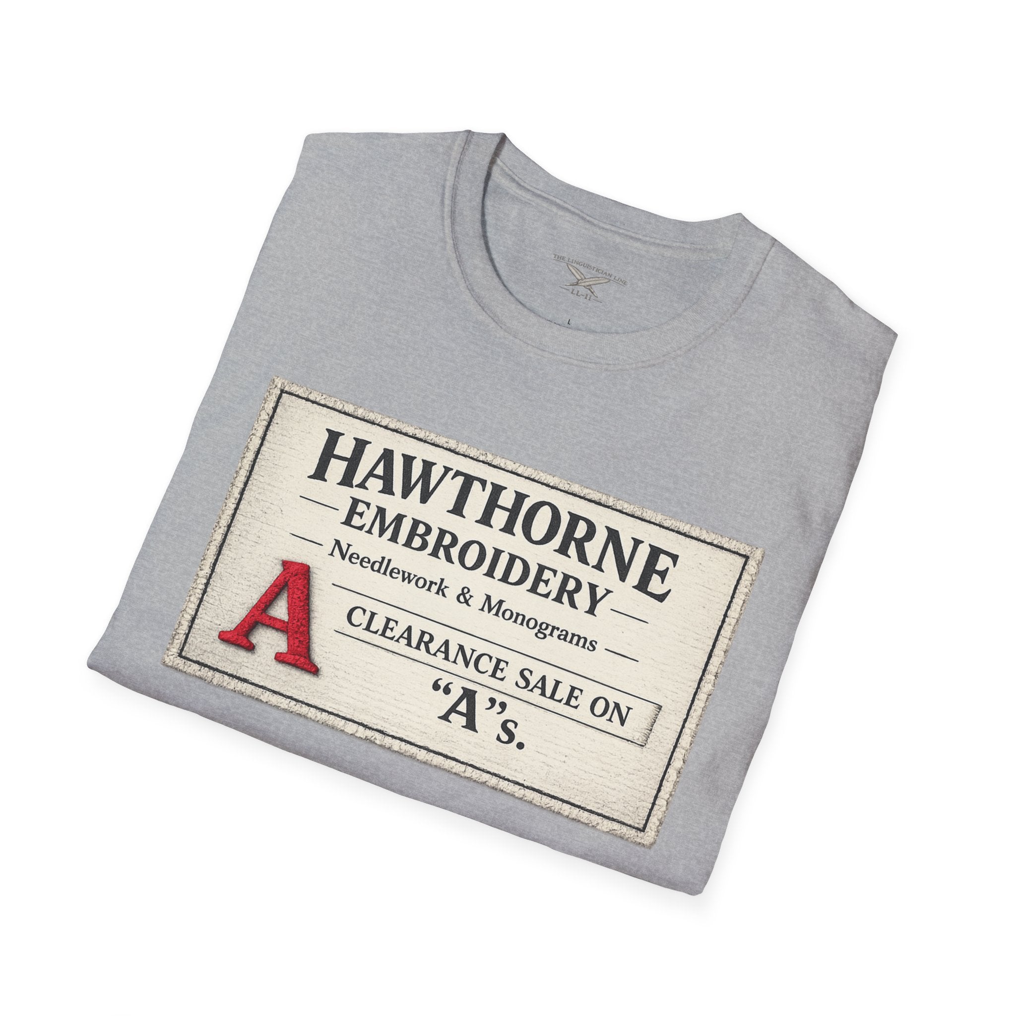 Hawthorne Embroidery T-Shirt - Vintage Literary Humor Tee