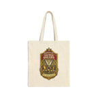 Tote Bag — "Sacred Shears" Sewing Humor Canvas Tote ("Consecrated for Fabric Only — Violators Will Be Pinking-Sheared")