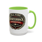 Mug - 'All-Time Quarterback Emeritus' Vintage Football Crest Coffee Mug (11oz/15oz)